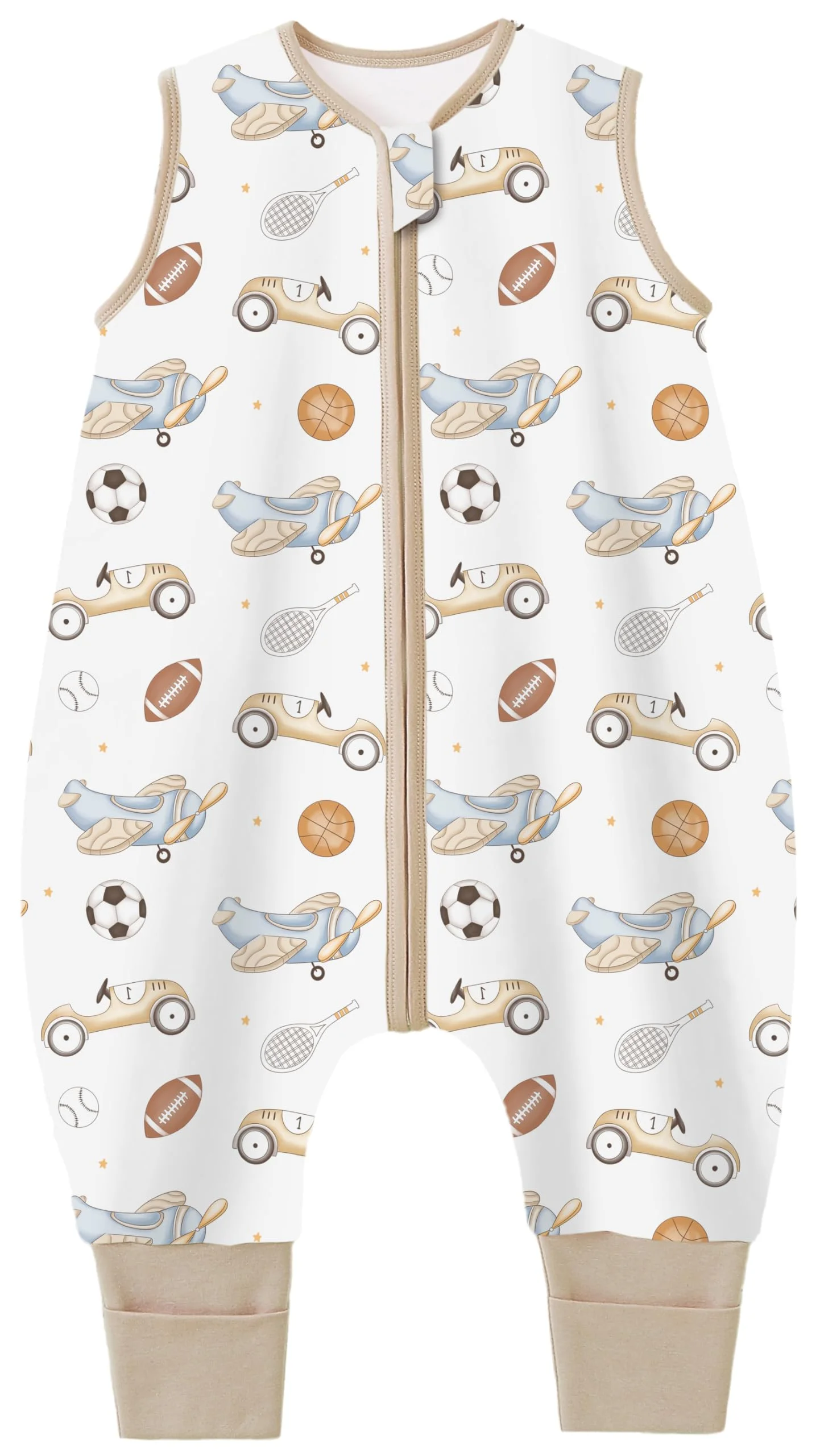 Teechodina Baby Ganzjahres Schlafsack mit Füßen 100% Baumwolle 1.5 Tog Schlafsack mit Beinen für Kinder, 1.5 Tog/Park, 80cm/Baby Höhe 90-100cm