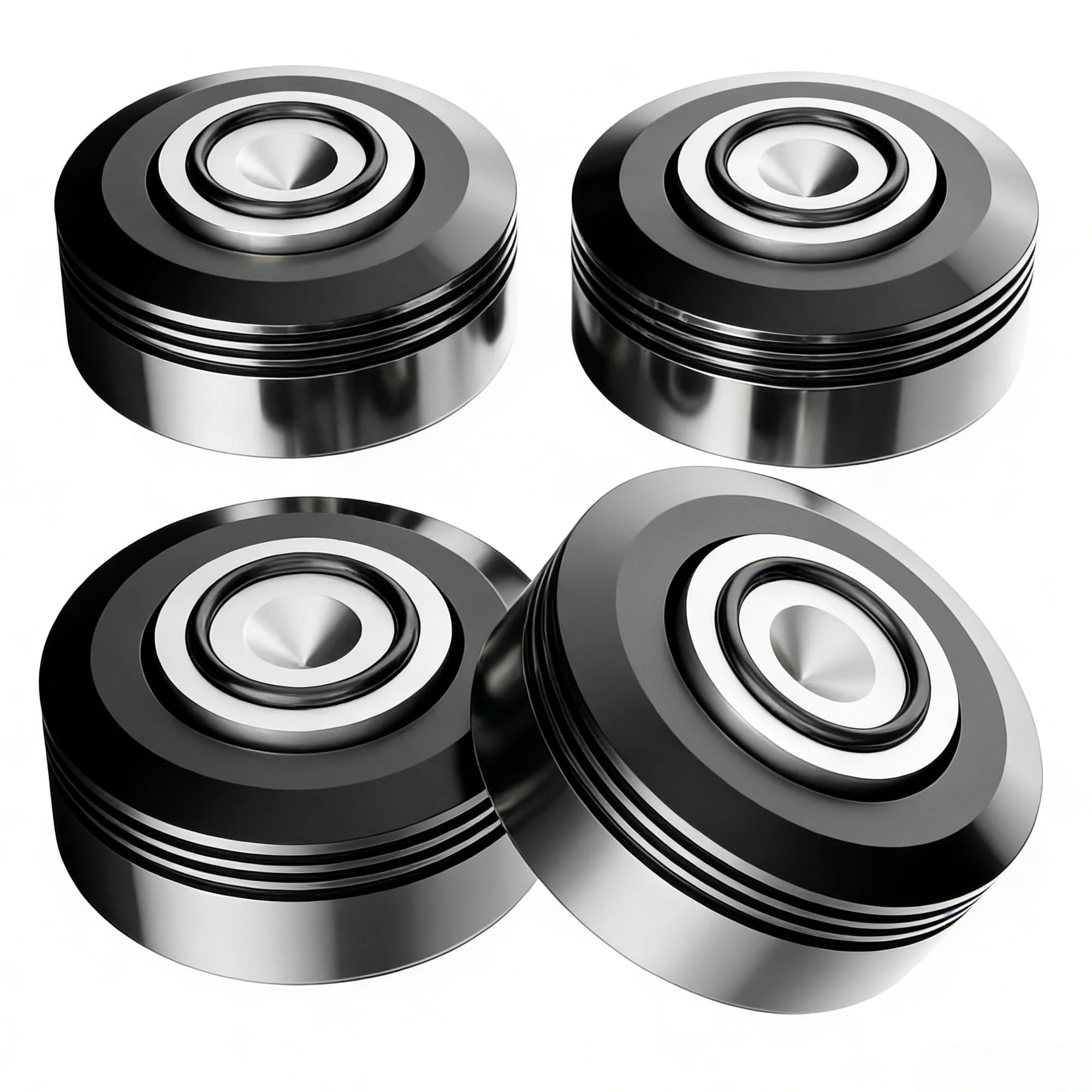 Monosaudio SP5020 Hi-Fi-Isolationsfüße (4er-Set), Schwingungsdämpfer aus Aluminium und Edelstahl, Stoßdämpfer für Verstärker, Plattenspieler und Subwoofer – Schwarz
