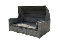 Lounge Set "Nola" mit Sonnendach inkl. Kissen und Beistelltisch, ca. 209 x 72 x 72 cm - Anthrazit