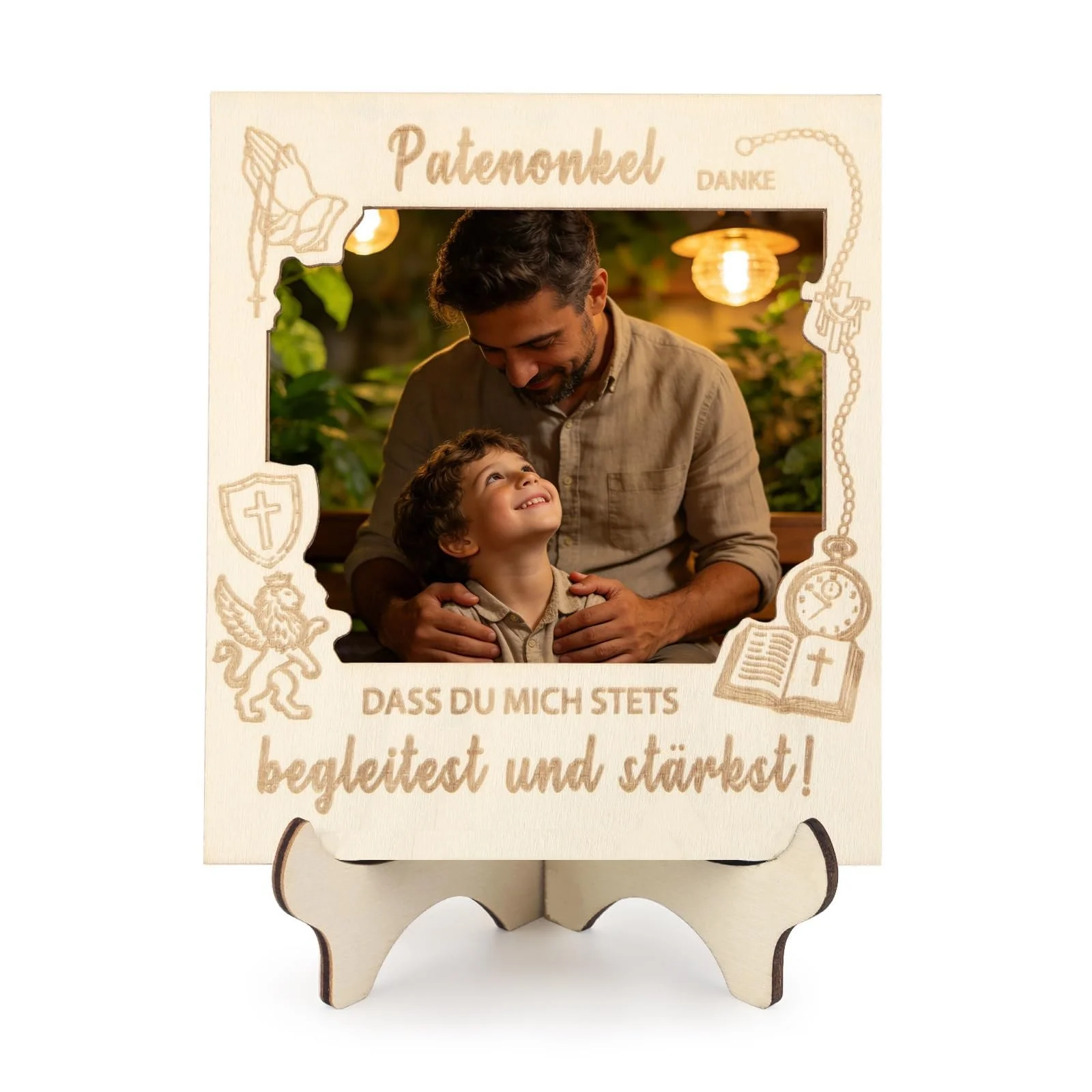 Belillpipi Patenonkel Geschenk - Paten Geschenk Magnetischer Holz Pate Bilderrahmen - Bester Patenonkel Geschenke zu Geburtstagen, Taufen, Geburten