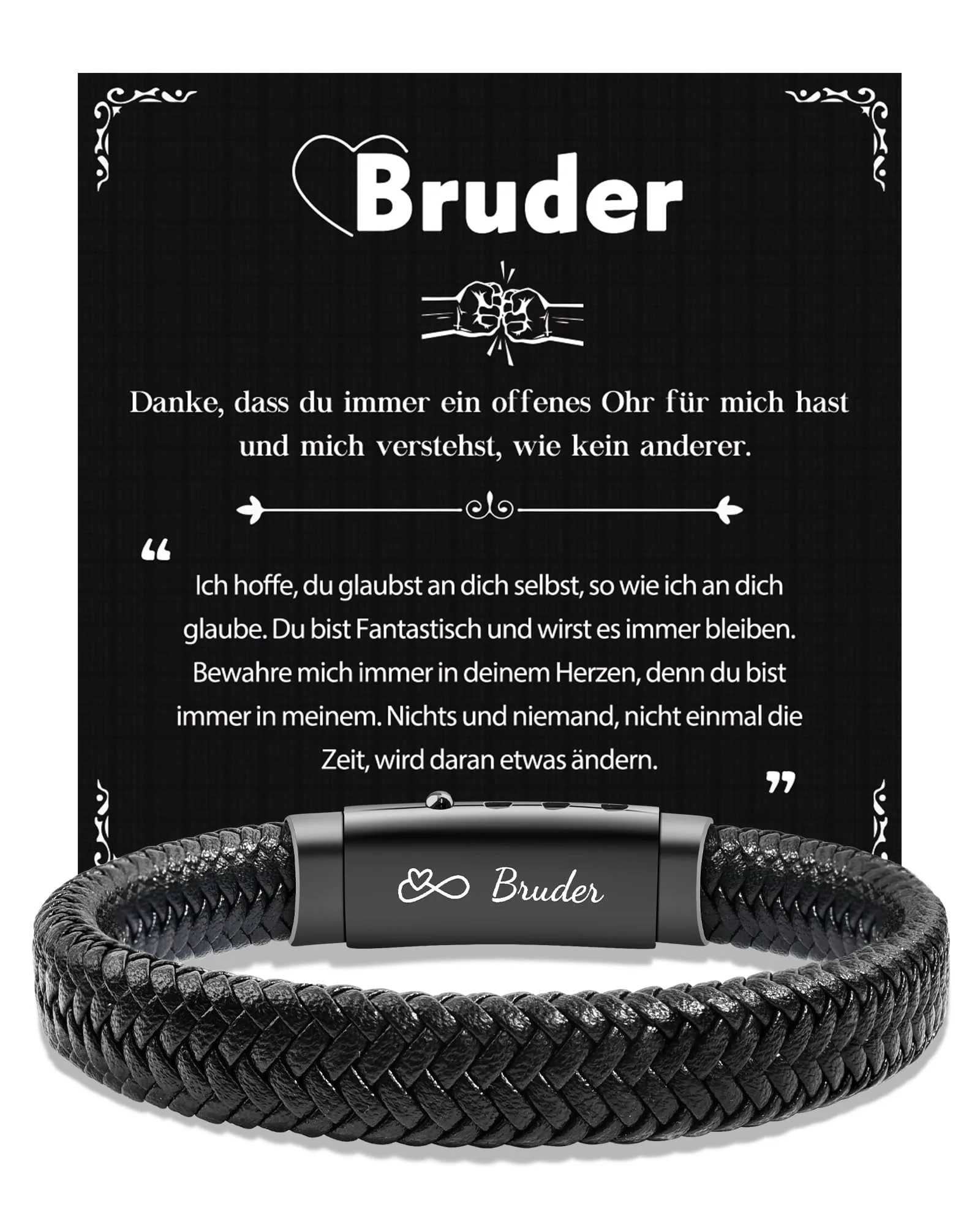 CheersLife Ich Liebe Dich Geschenke für Männer An Meinen Sohn Bruder Mann Armband, Geburtstag Valentinstag Jahrestag Vatertagsgeschenke Papa Geschenk für Ihn Freund Ehemann Sohn Bruder Lederarmband