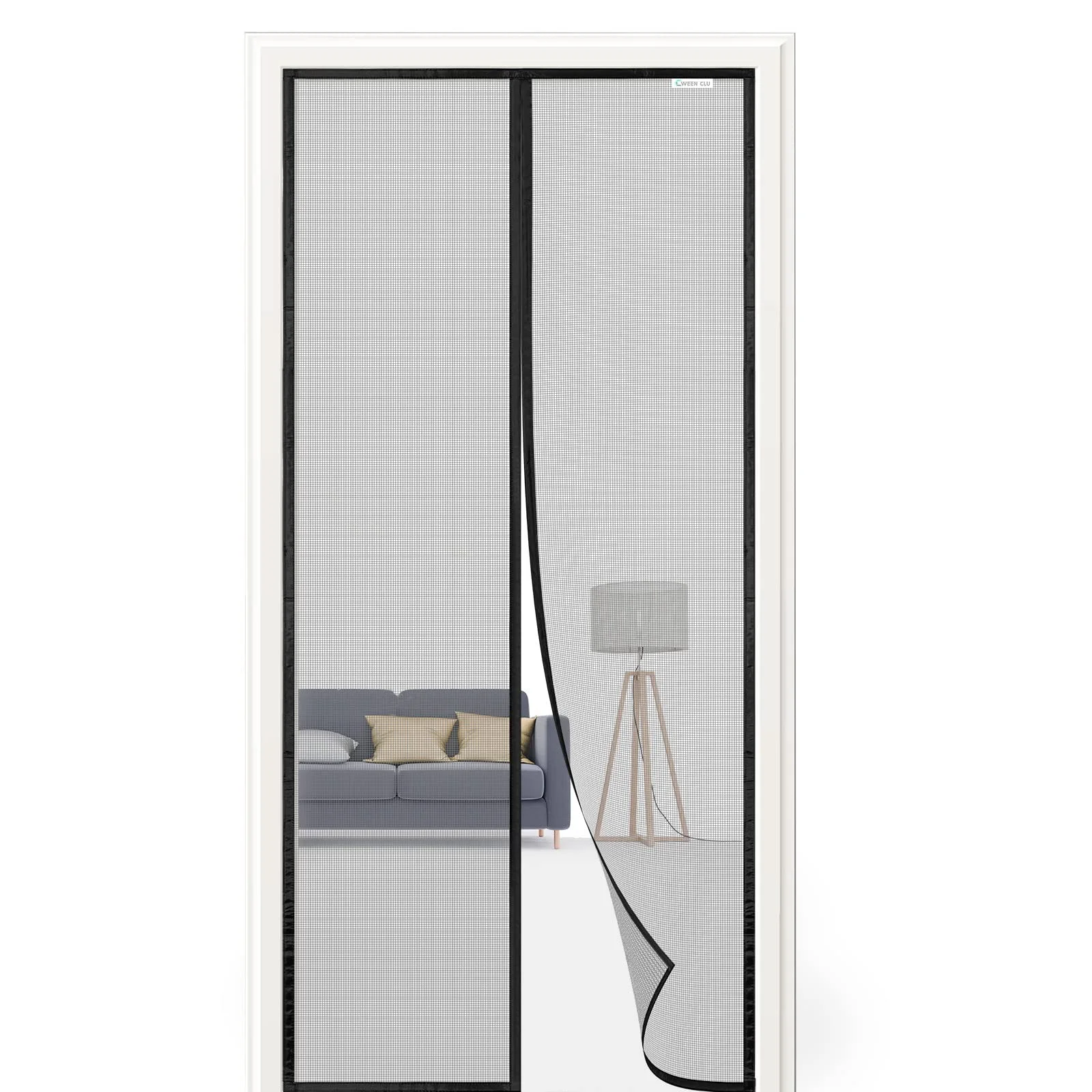 CWEEN CLU Fliegengitter Tür 150x240 cm, Magnet Fliegengitter Balkontür Ohne Bohren, Geeignet für Balkontüren, Fenstertüren, Terrassentüren. Schwarz