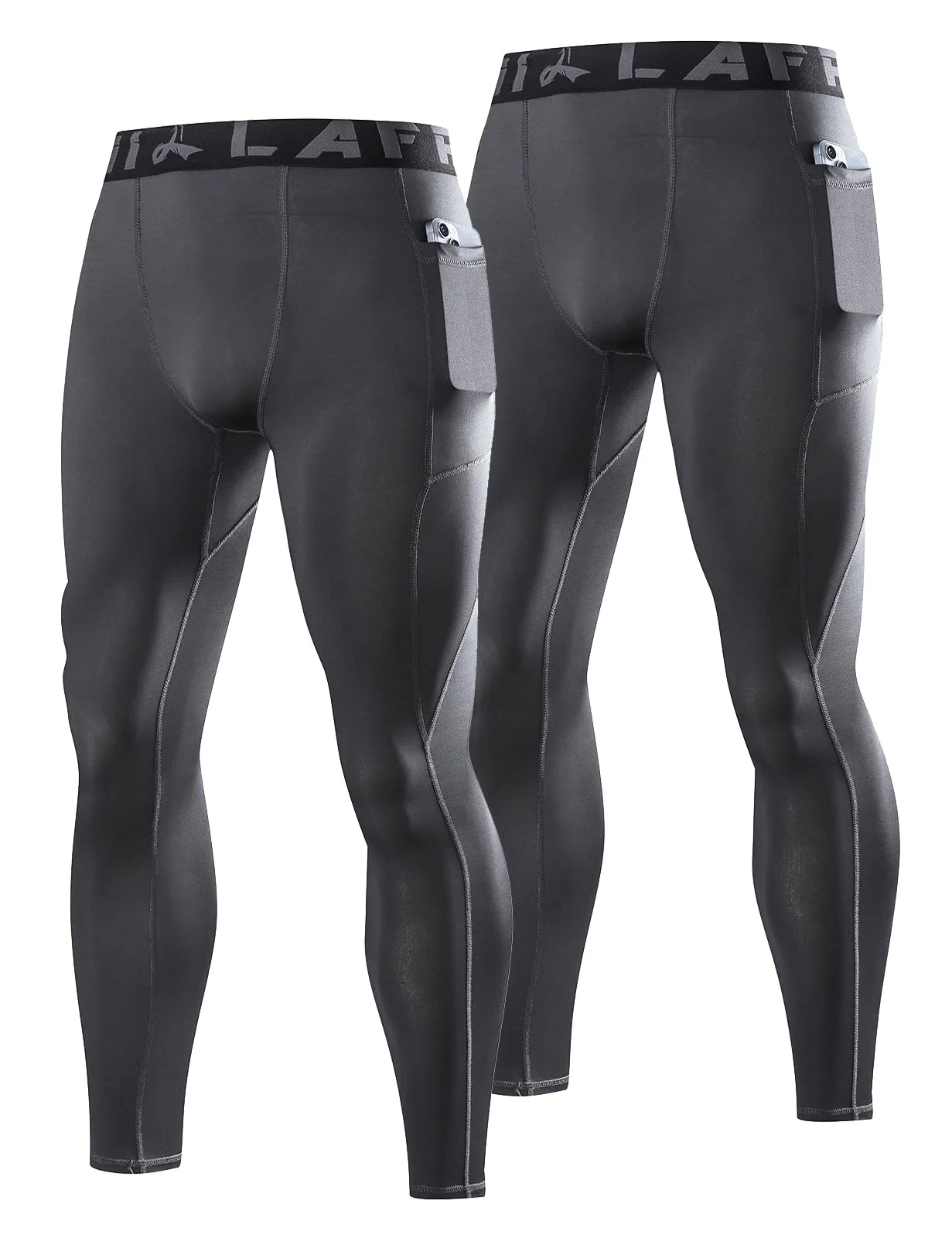 LAFROI Herren 2-Pack schnelltrocknende Kompressionshosen für Training, Laufen, Sport, Baselayer, Leggings, Strumpfhosen