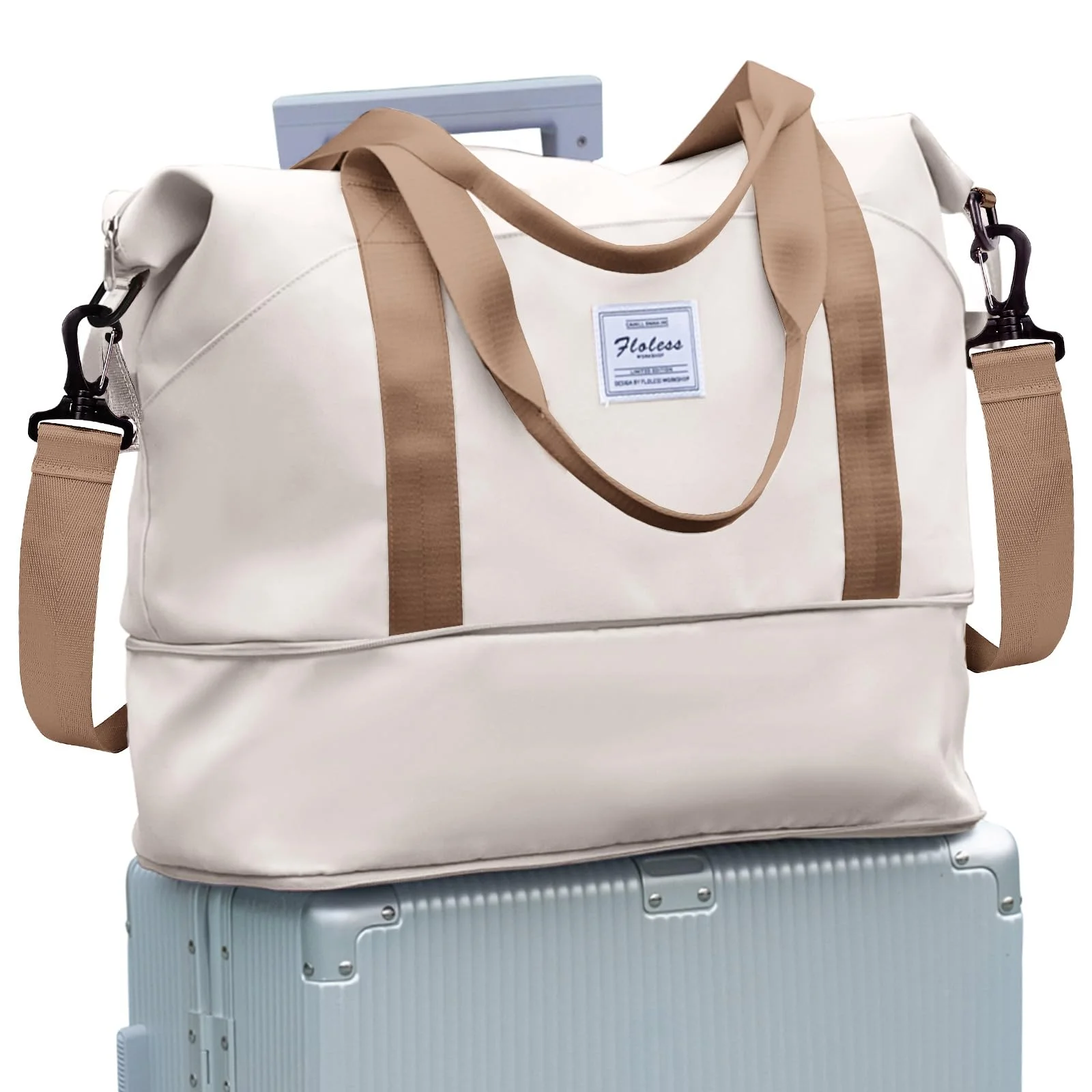 Reisetasche Damen Sporttasche 40x20x25 Ryanair Handgepäck Tasche Weekender Bag Schwimmtasche Wasserdicht Travel Bag Duffle Bag Wickeltasche Trainingstasche Frauen für Reise Gym,F11-Beigebraun