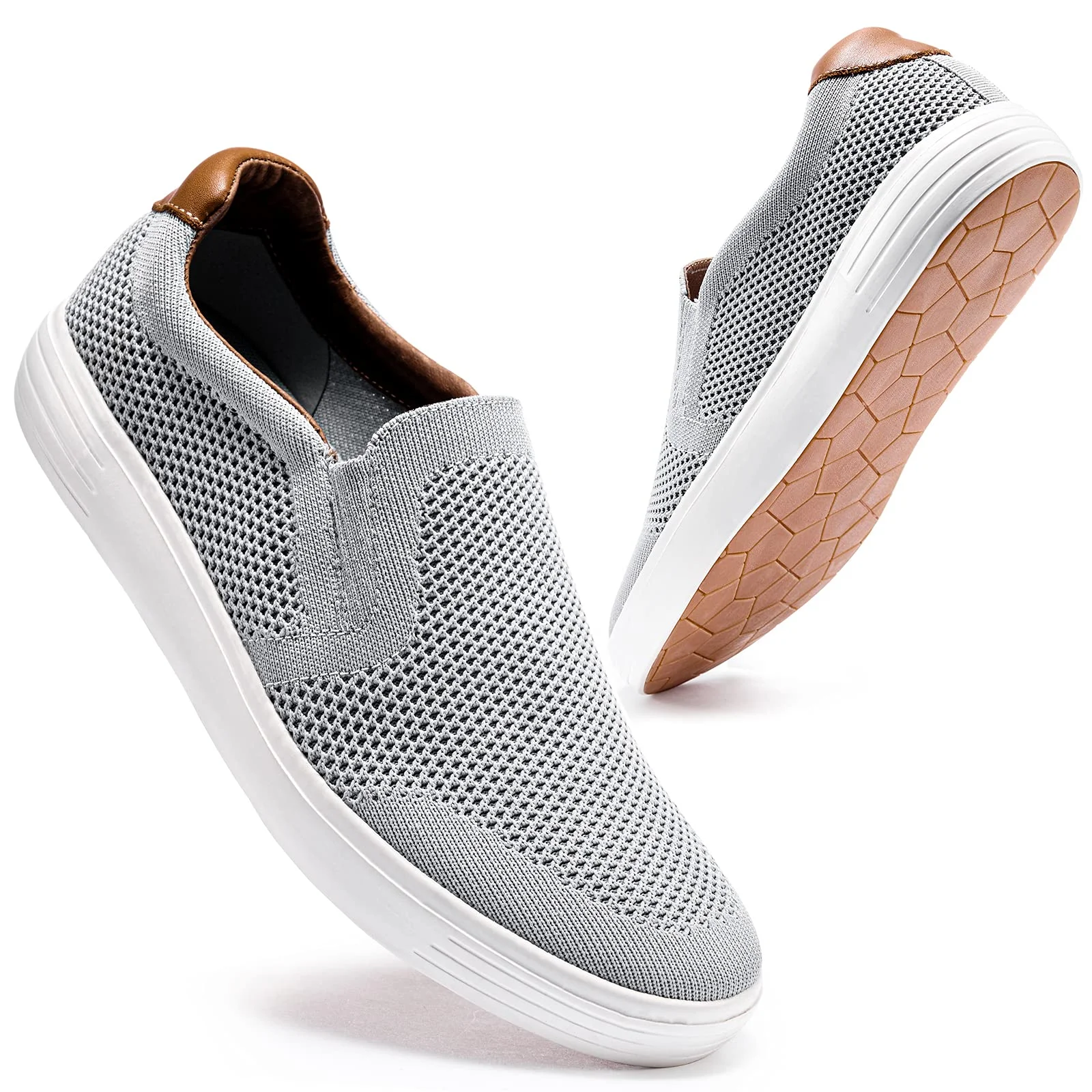 konhill Herren Slip On Schuhe Trainers - Casual Atmungsaktiv Komfortabel Mesh Walking Schuhe Kleid Sneaker Loafers