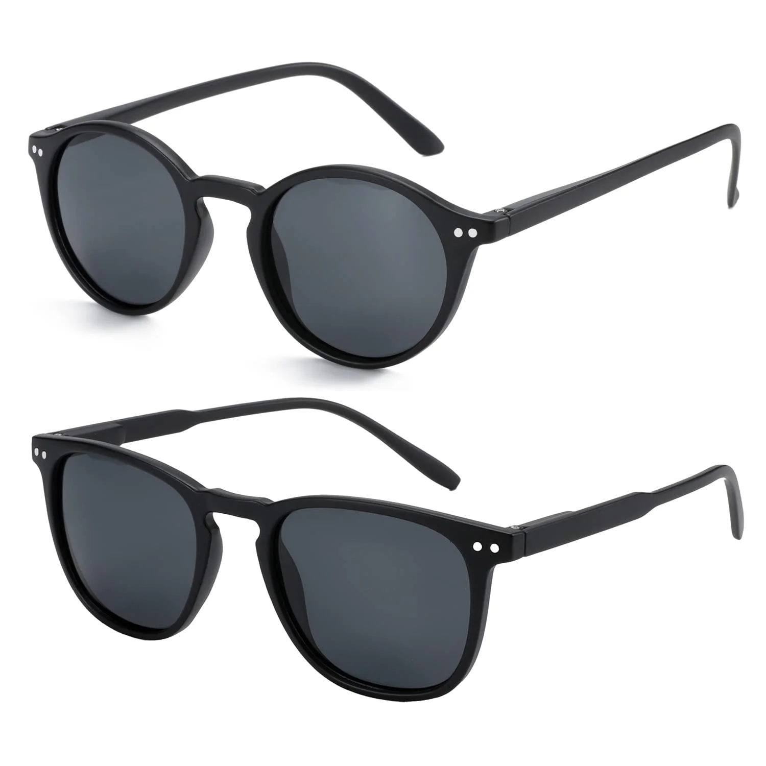 ZENOTTIC 2 Paare Polarisierte Sonnenbrille Damen Herren Retro Vintage Runde Quadratische Unisex UV400 Schutz