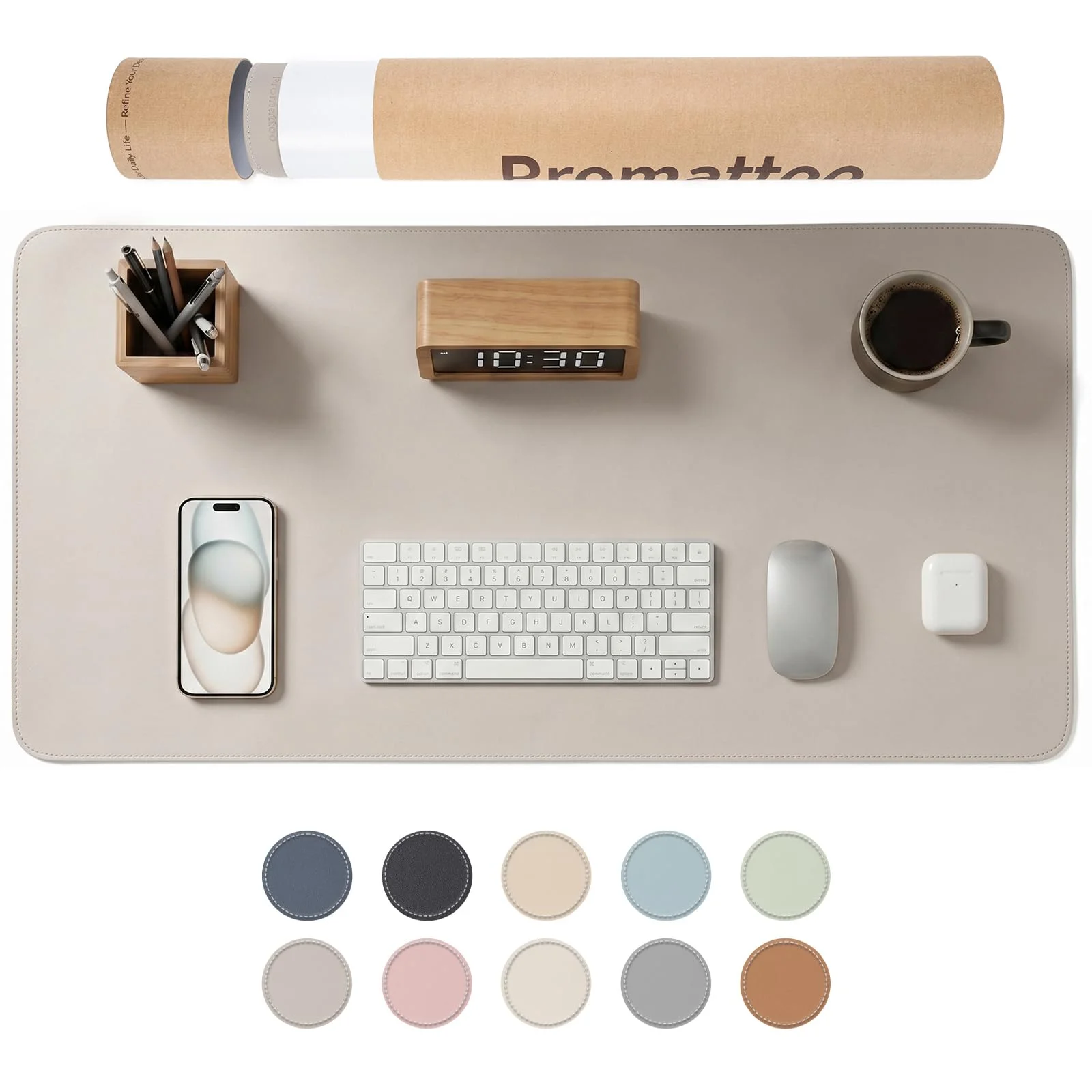 PROMATTOO XXL Schreibtischunterlage aus veganem Leder – Rutschfest, geruchsfrei & wasserabweisend – Edle Laptop-Matte mit Geschenkverpackung für Büro, Homeoffice & mehr – Keine störenden Kanten!