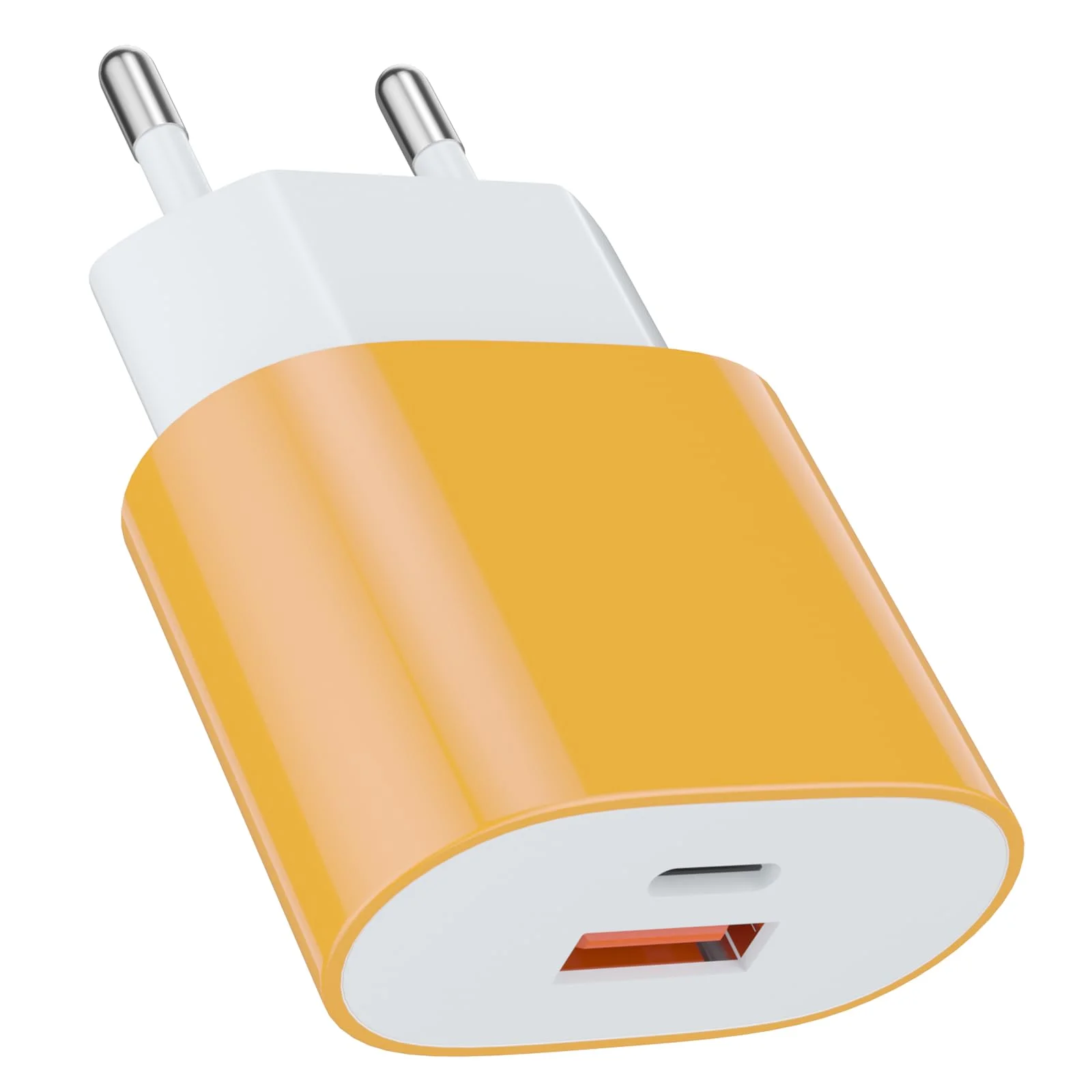 25W USB Typ-C Schnellladegerät Ladeadapter netzteil 15W USB Typ-A Ladegerät（Gelb 1 Stück）für:iPhone 17 16/16 Pro/16 Pro Max/16 Plus/15 14 13 12 11 Pro Max X XS Samsung Galaxy S24 S23 S22 S21 S10 S9 S8