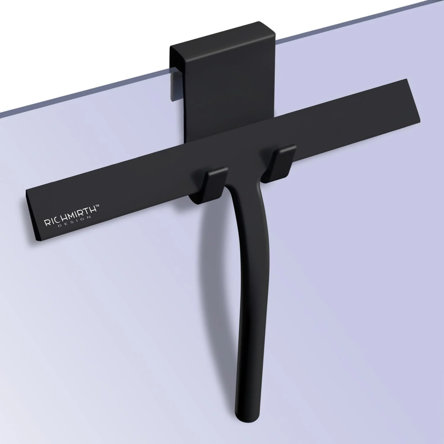RICHMIRTH Duschabzieher Set 28 cm - Silikon Duschwischer Fensterabzieher Badezimmerwischer Glasabzieher Dusche mit Edelstahl (schwarz)