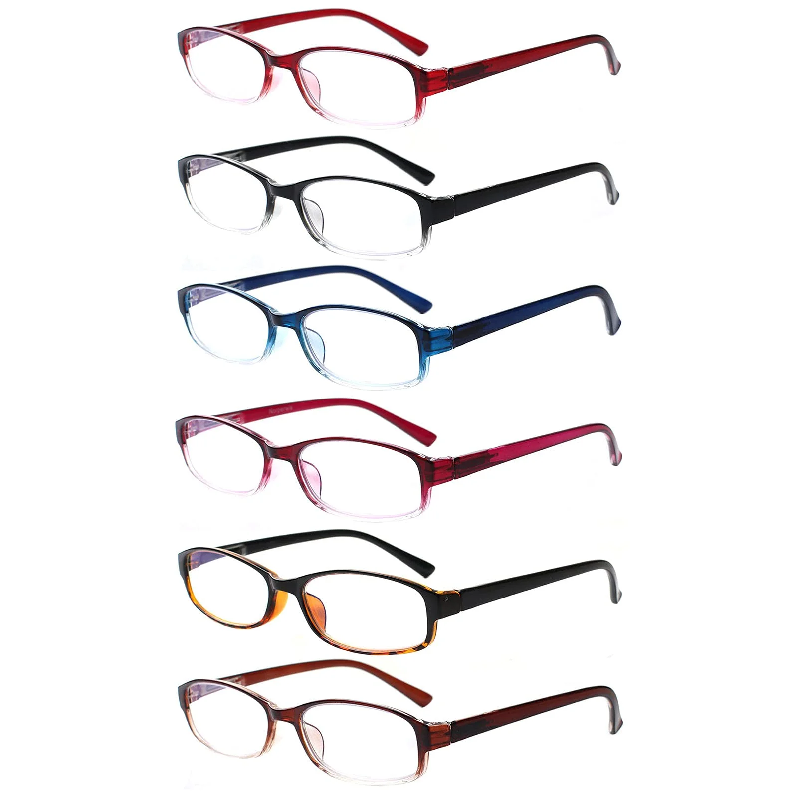 COJWIS 6 pack Lesebrille Blaulichtfilter Brille für Damen und Herren Federscharnier Lesehilfe Blendfreie UV Brille (6 Farbe Mischen, 2.0)