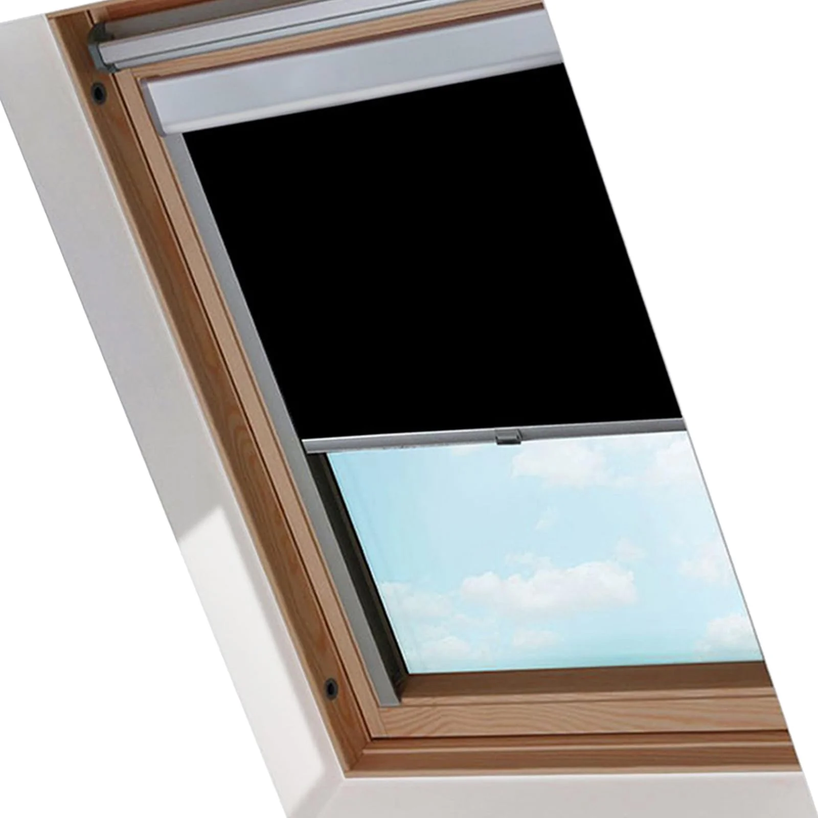 Peviasot Verdunklungsrollo, Dachfenster Rollo mit Bohren, Fensterrollo mit 206 (50,7 * 97,4 cm), Wärmedämmung und Beschattung, Aluminium-Rahmen, Anti-Spionage und Feuchtigkeitsbeständig, Schwarz