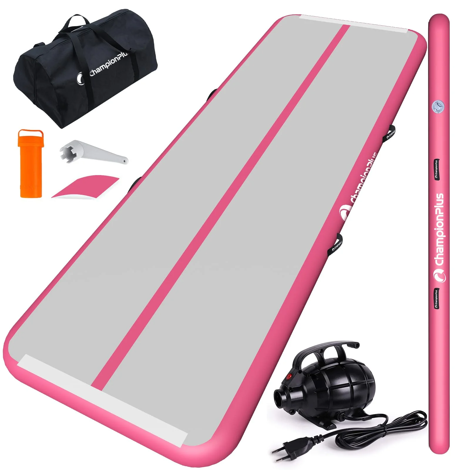ChampionPlus Aufblasbare Air Matte Track Tumbling Matte 3m/4m/5m Gymnastikmatte Turnmatte mit elektrischer Luftpumpe, Yogamatte, Camping Trainingsmatte, Fitness Yoga Sportmatte