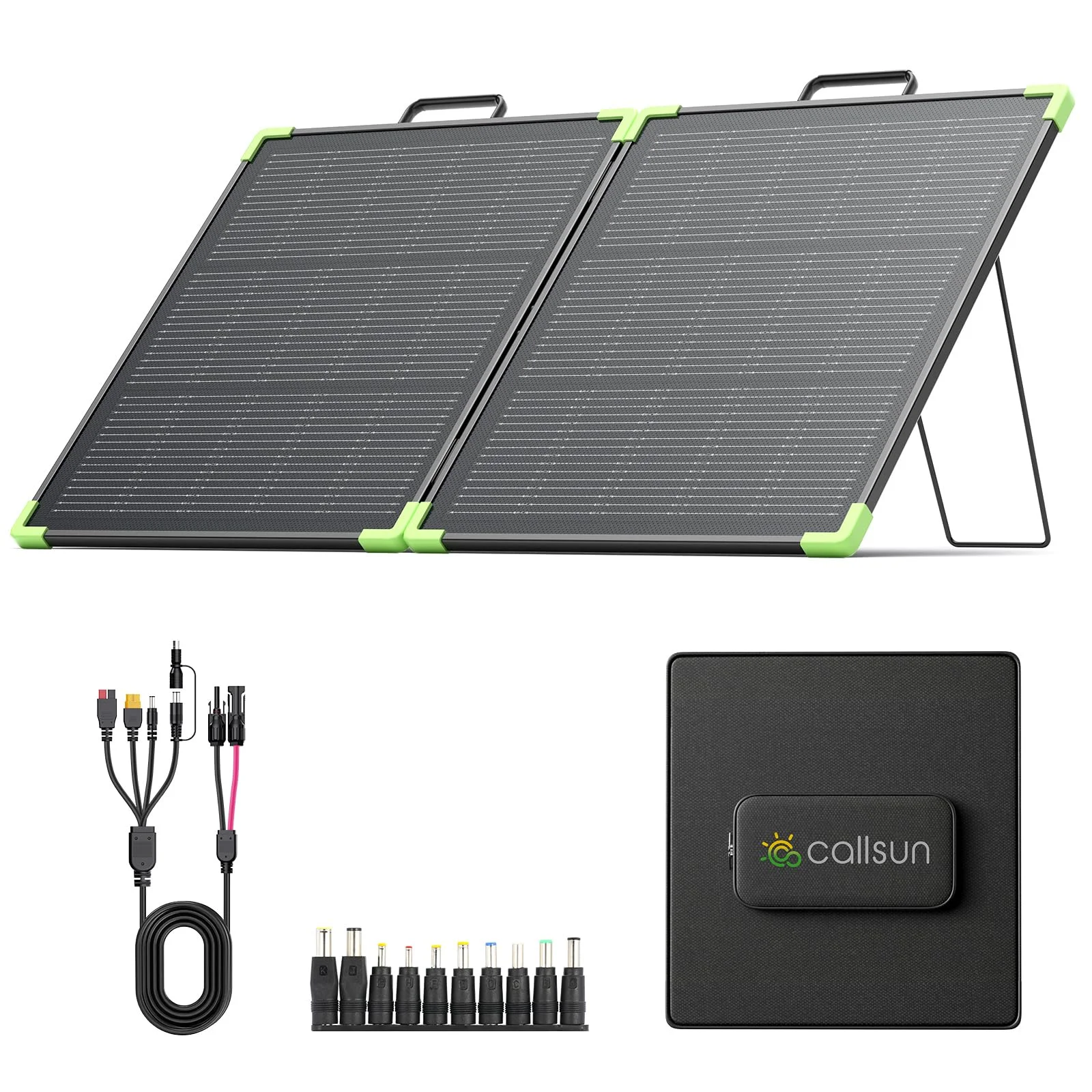 N-Type 16BB 100W Tragbares Bifazial Solarpanel,Callsun Faltbare Monokristallines Solarmodule,Tragbares Solar-Ladegerät für Stromtankstelle, Outdoor, Garten, Balkon, Camping, Wohnmobi