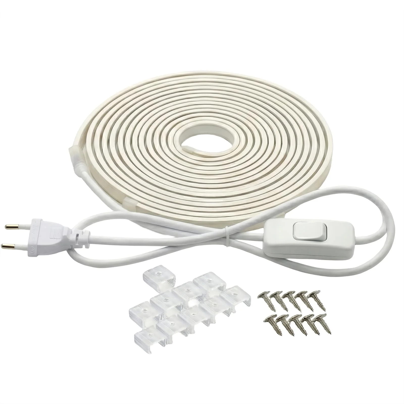 Hmuaog COB LED Streifen 230V Direktanschluss, 1400Lm/m Extra Hell Lichtband IP67 Wasserdicht, Punktfreies LED Band für Außen Garten Küche Akustikpaneele (Kaltweiß, 10 m)