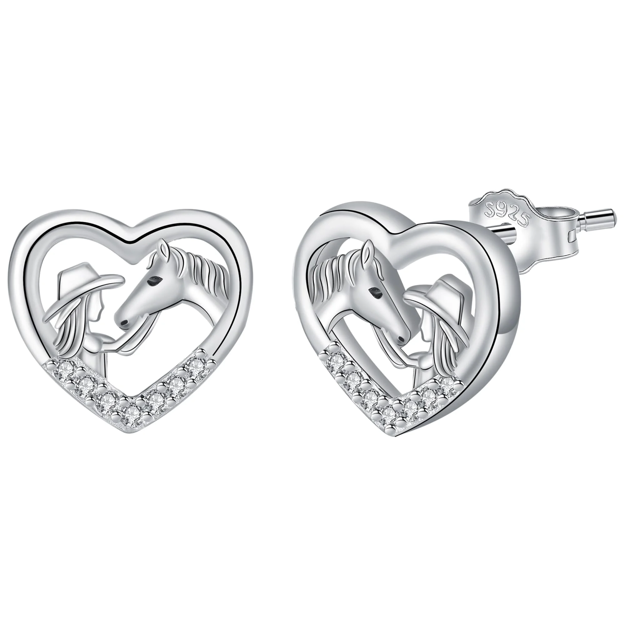 Yinsen Pferd Ohrringe Silber 925 für Damen Hypoallergen Ohrstecker Tier mit Geschenkbox,Schmuckgeschenke für Mädchen und Frauen