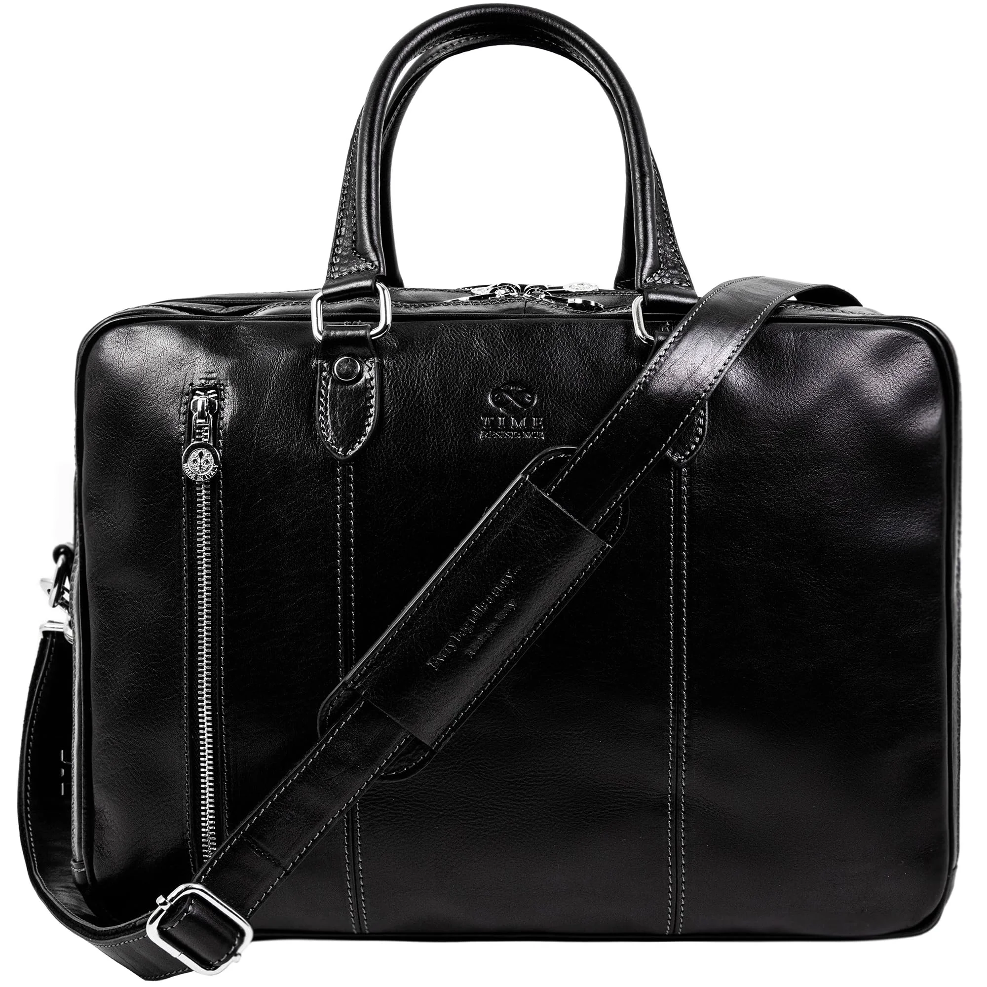 Time Resistance Leder Aktentasche handgefertigte Umhängetasche Laptoptasche für bis zu 15 Zoll Laptop Dokumententasche A4 umwandelbar zum Rucksack