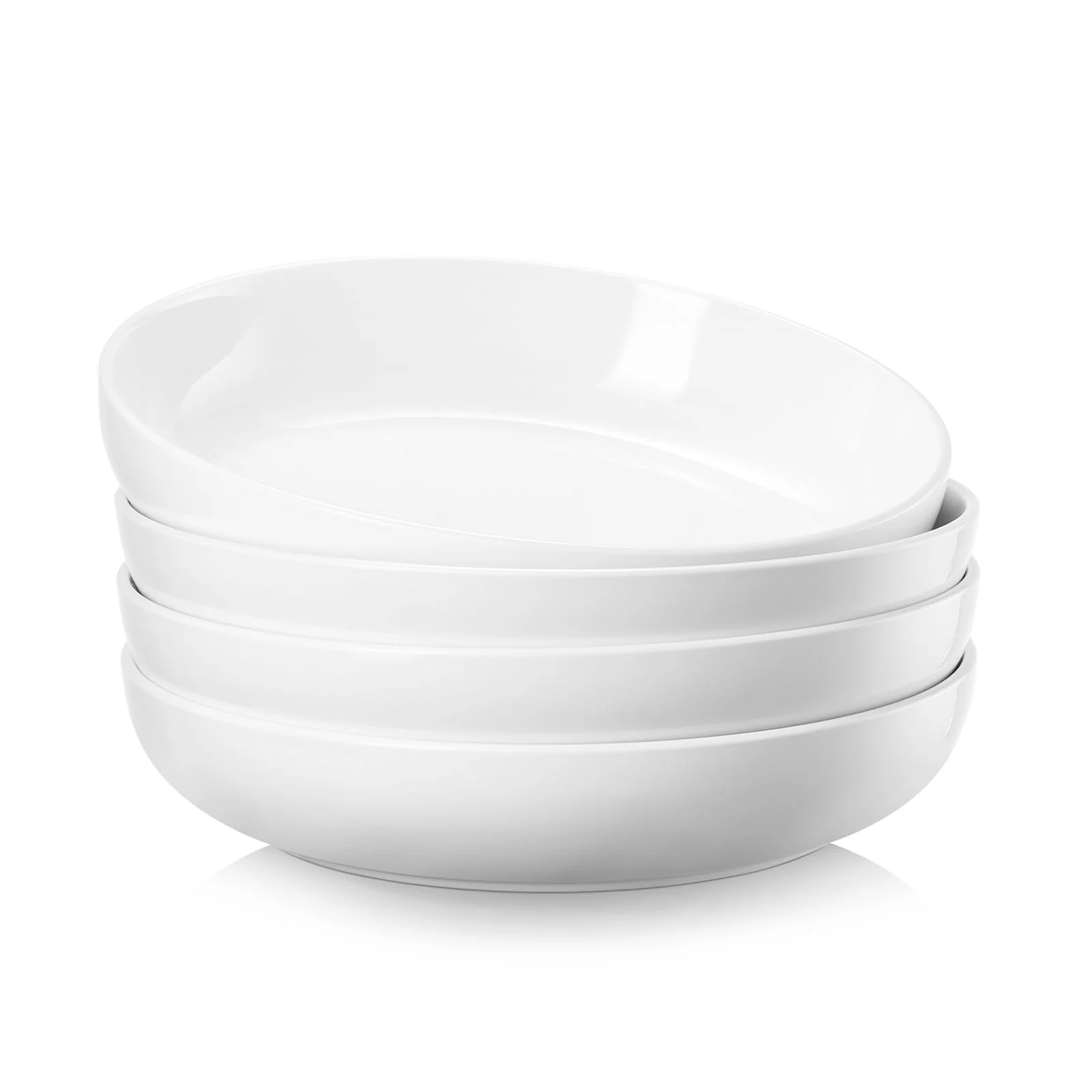 25cm Pastateller 4er Set, 1400ml große Porzellan Keramik Nudelteller, Pastaschale für Müsli Suppe Steak Nudel Breite Küche Geschirr Teller - Mikrowelle Ofen Geschirrspüler Sicher 9,84" Groß Tief Weiß