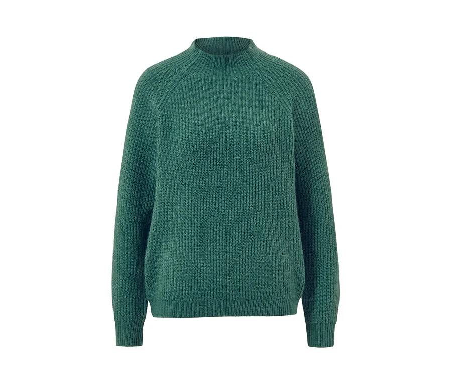Grobstrickpullover mit Stehkragen, grün