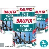Metall-Schutzlack, Silbergrau auf Wasserbasis, 4er-Set