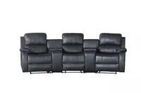 Home-Cinema 3-Sitzer mit Getränkehalter & Ablagefach, ca. 310 x 100 x 101 cm - Schwarz