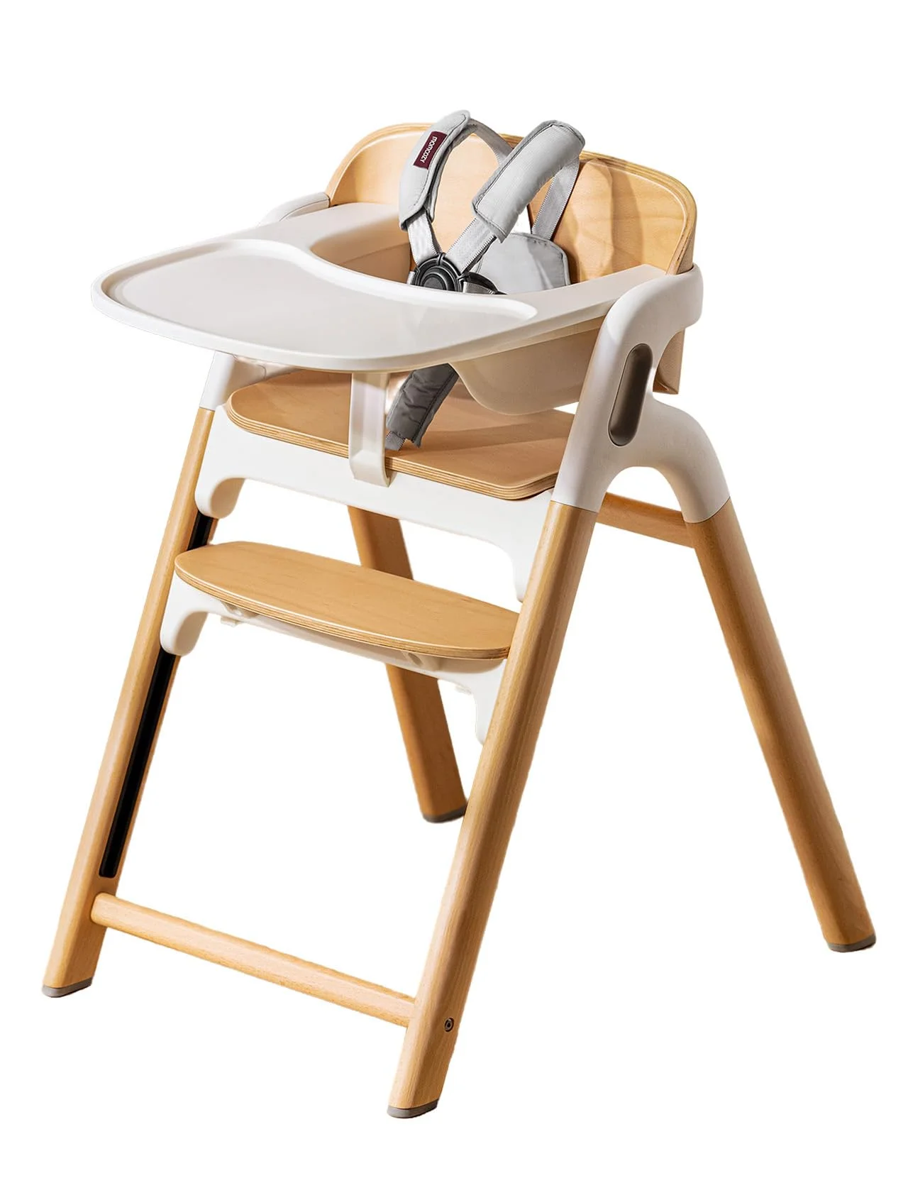 Momcozy DinerPal Hochstuhl aus Buchenholz, verstellbar & umwandelbar für Babys, Kleinkinder & Erwachsene, mit Lernstuhl-Funktion und spülmaschinenfestem Tablett