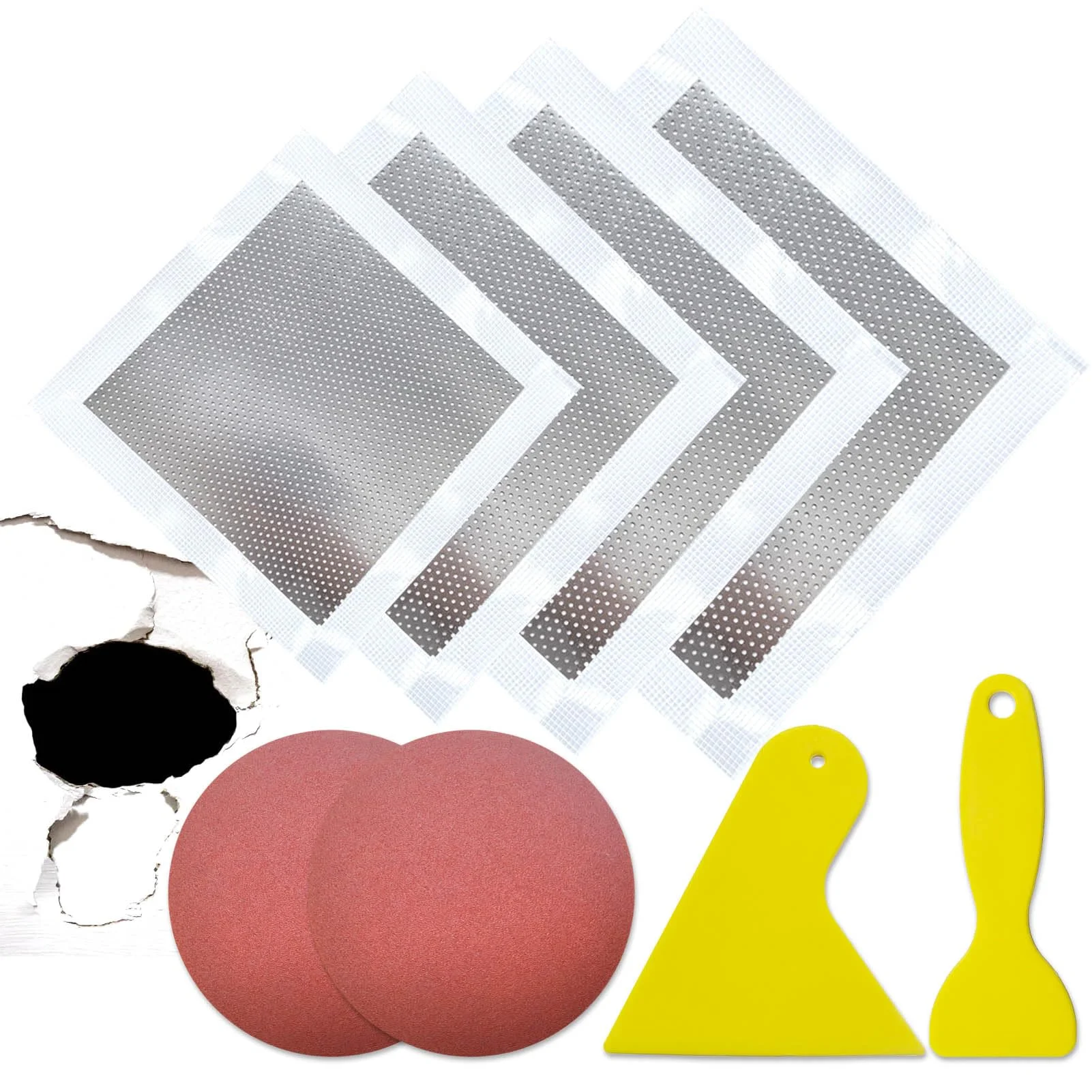 Tiruiya Löcher Füllen Wand, Selbstklebendes Wand Reparatur Patch Aluminium, Lässt Sich Gut Verarbeiten Trockenbau Gipskarton Flicken, Spachtelmasse Innen für Löchern Hohle Steckdosen Decken