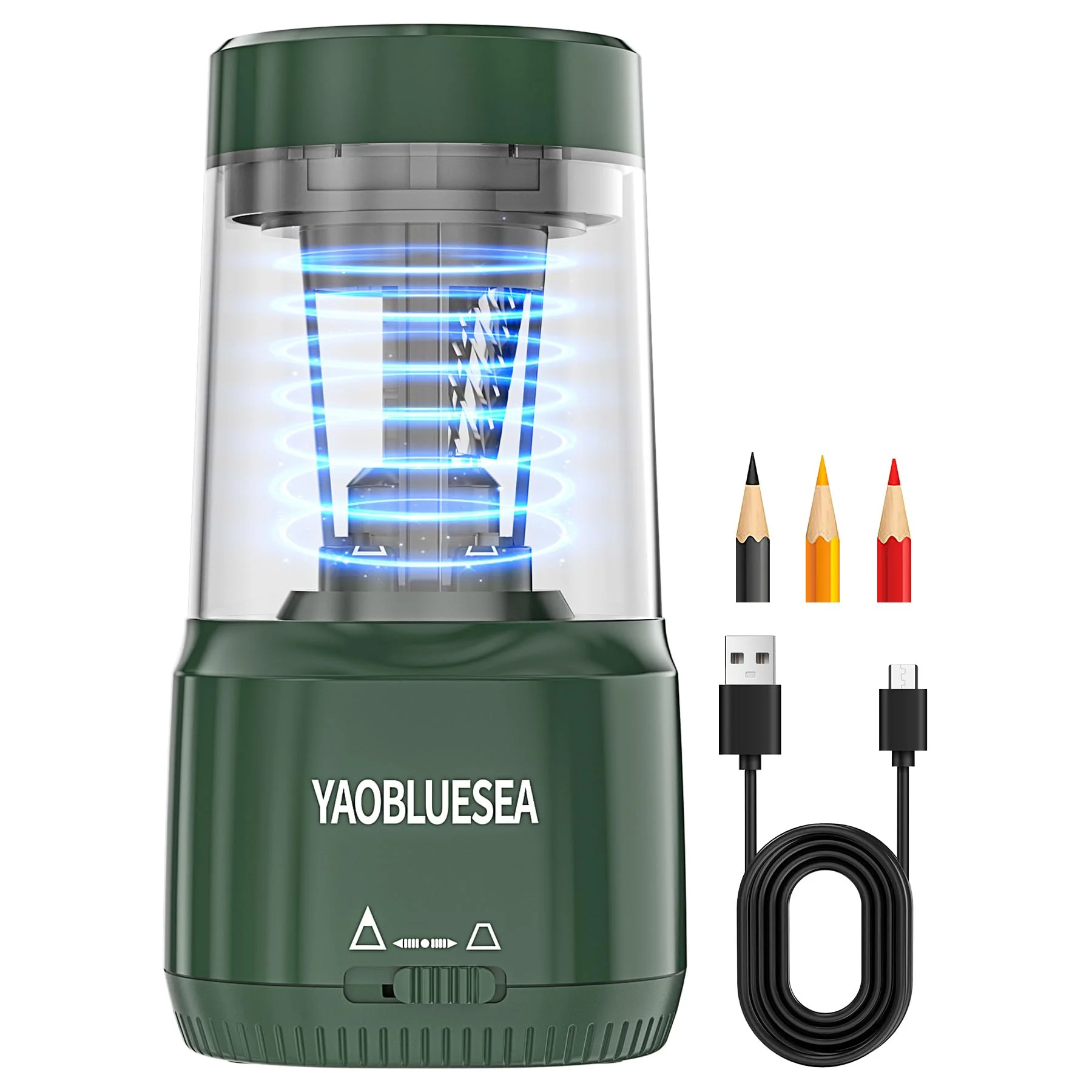 Elektrischer Spitzer , Aufladbar Elektrischer Anspitzer mit Großer Behälter Auto-Stop Elektrischer Bleistiftspitzer für 6-8mm Bleistifte für USB Tragbar Bleistift Spitzer für Schule Büro