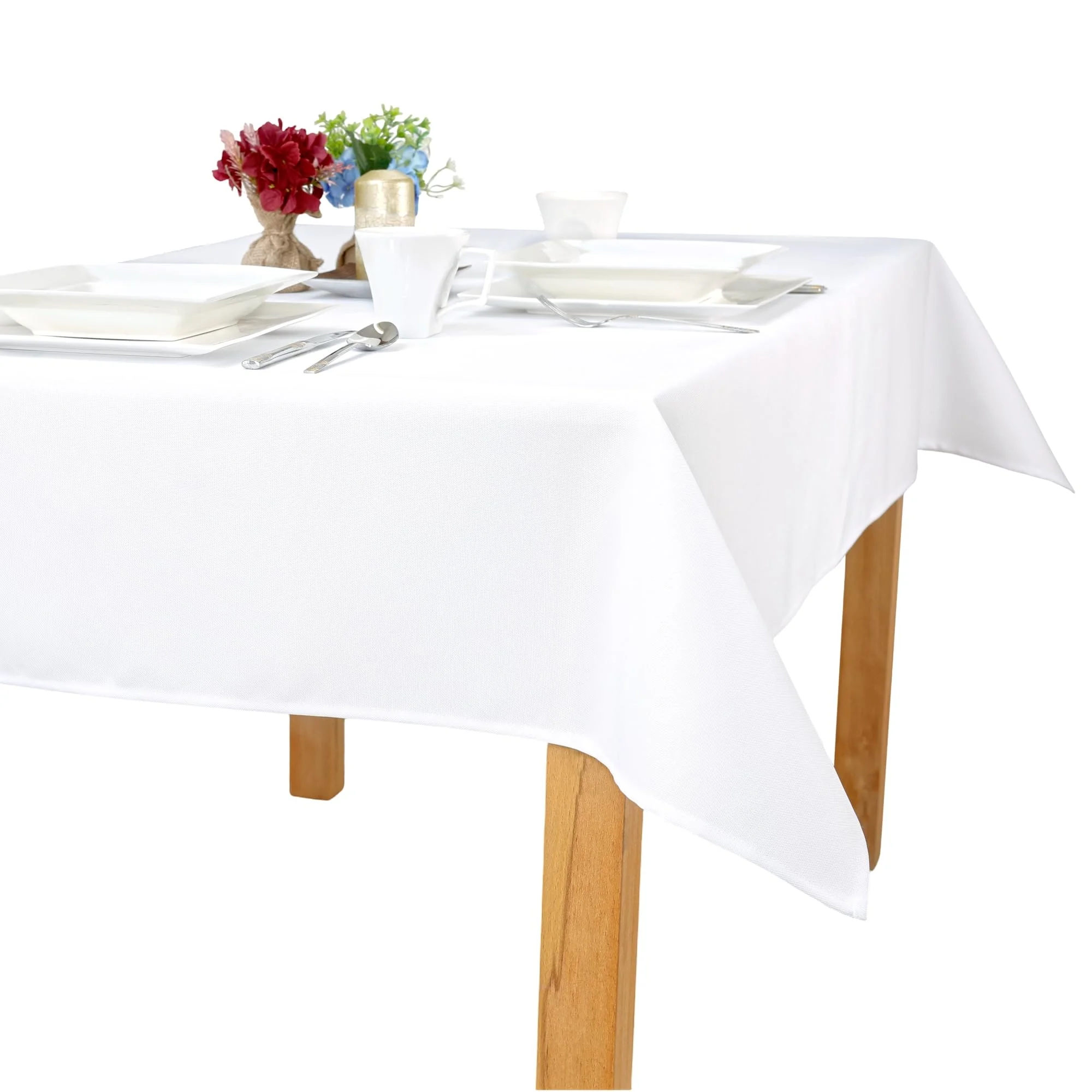 invitta Tischdecke Weiß 120x260 cm Glatt Dickes Material 100% Polyester 230 g/m² Schmutzabweisend Lotuseffekt Klassisch Gesäumt – O1 Simon 1000