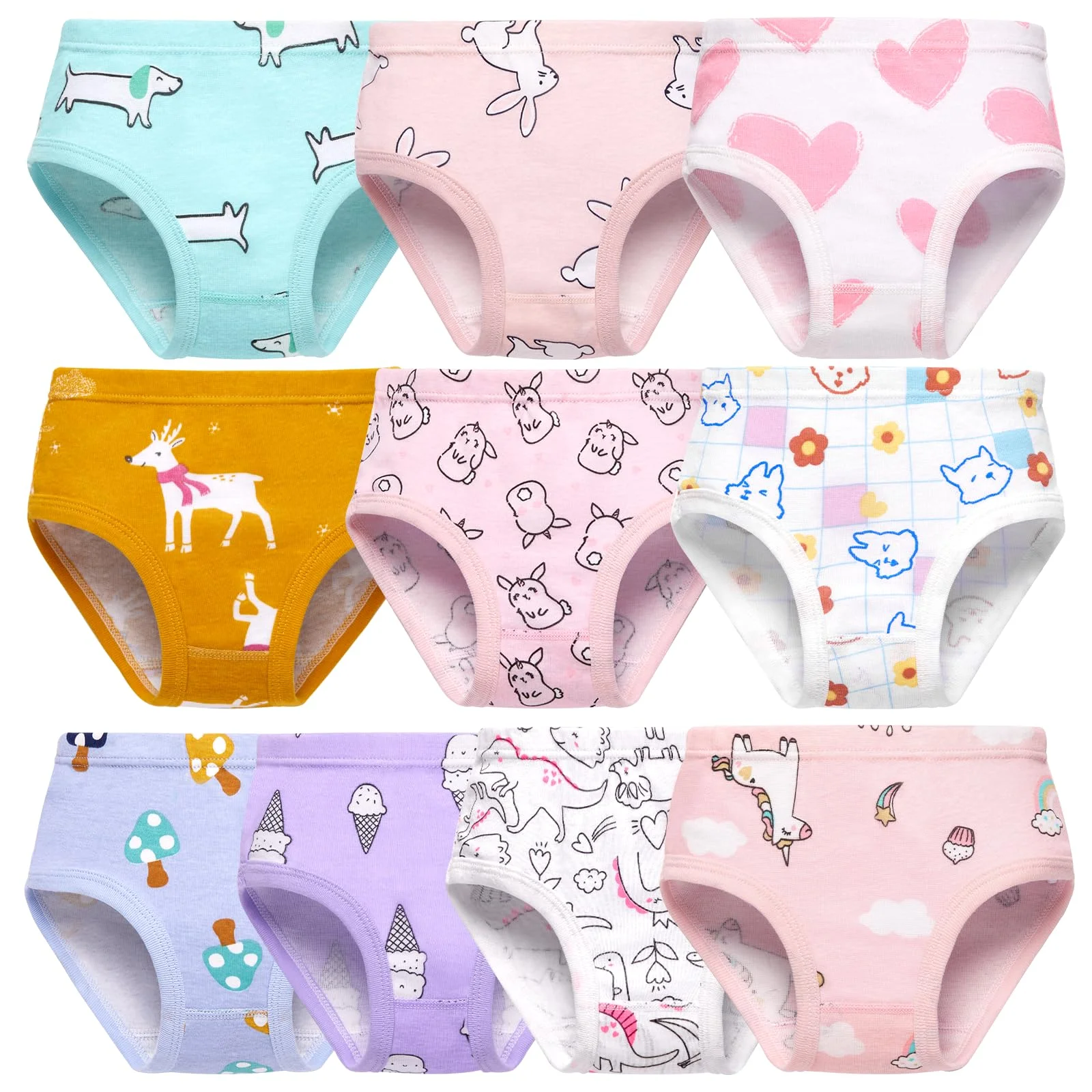Soleurfe Unterhosen Mädchen 100% Baumwolle Bequeme Slips für Kinder 92-134 (2-9 Jahre) Einzigartige Designs täglichen Tragen 10er Pack