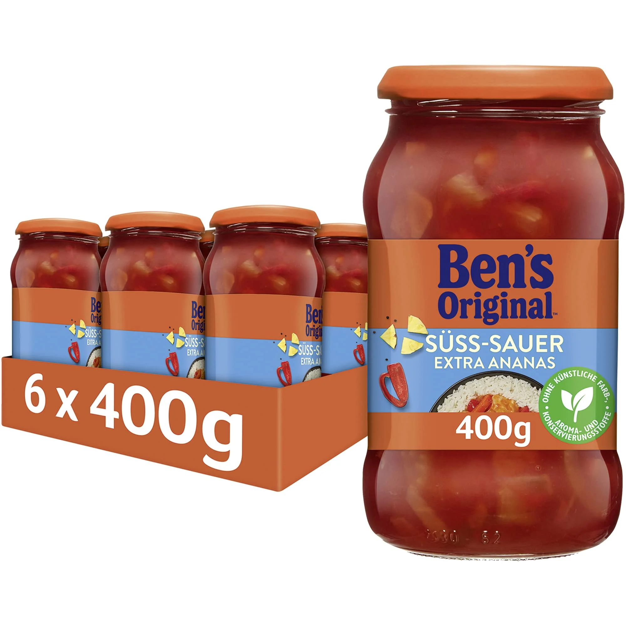 BEN’S ORIGINAL Sauce Süß-Sauer und extra Ananas, 6 Gläser (6x 400g)