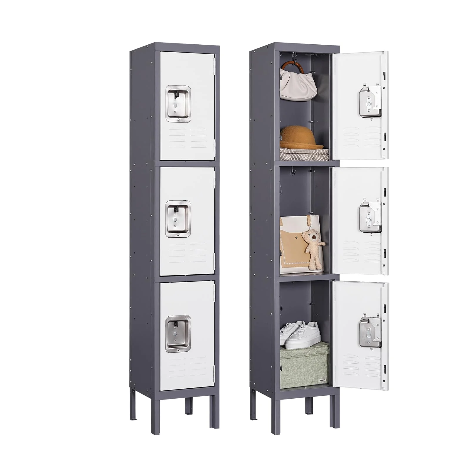 Schließfachschrank Mehrzweckschrank Spind Stahlschrank Umkleideschrank Metallschrank Lockers Fächerschrank Wertfachschrank Lagerschrank Garderobenschrank Stahlblech Pulverbeschichtung 168x30.5x30.5cm