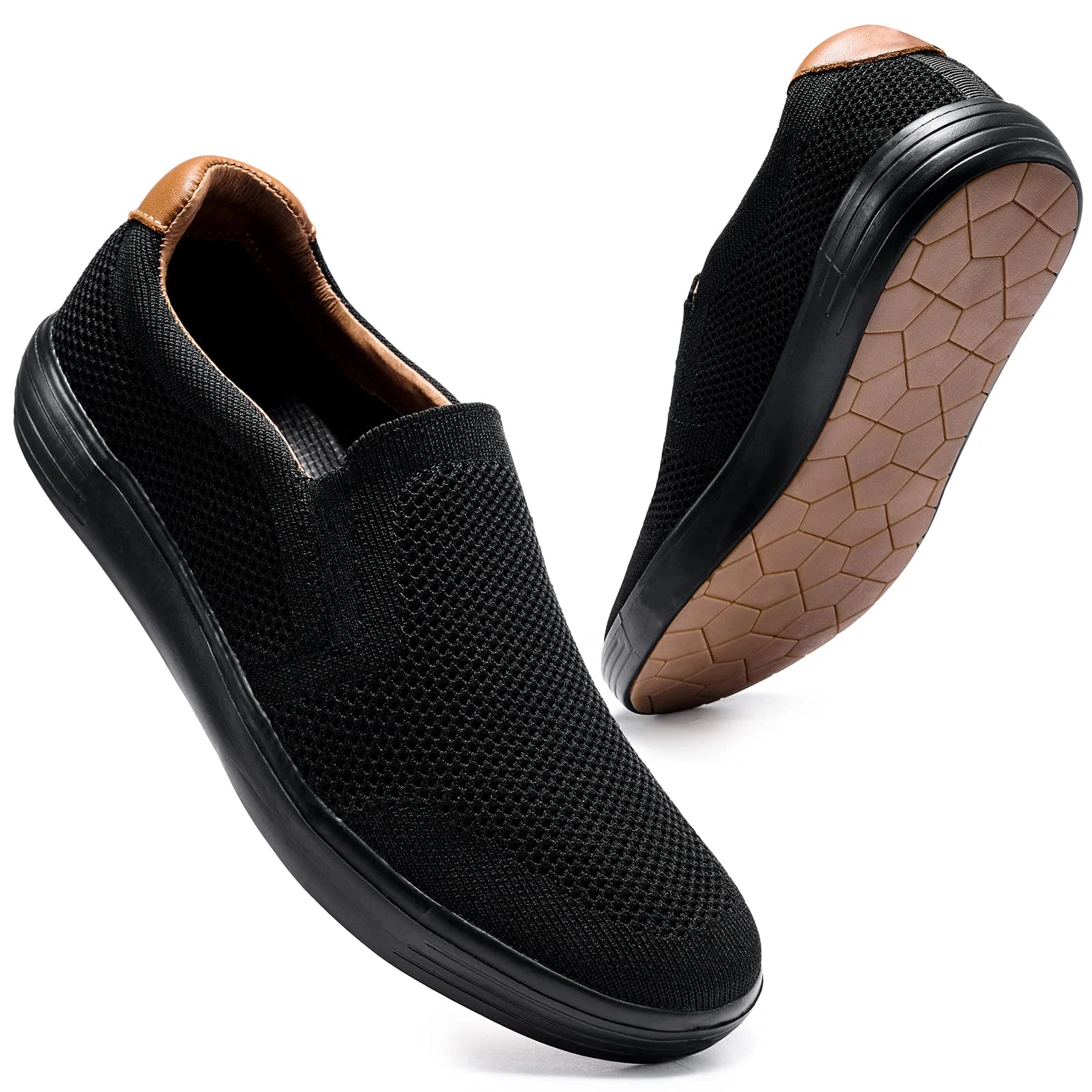 konhill Herren Slip On Schuhe Trainers - Casual Atmungsaktiv Komfortabel Mesh Walking Schuhe Kleid Sneaker Loafers