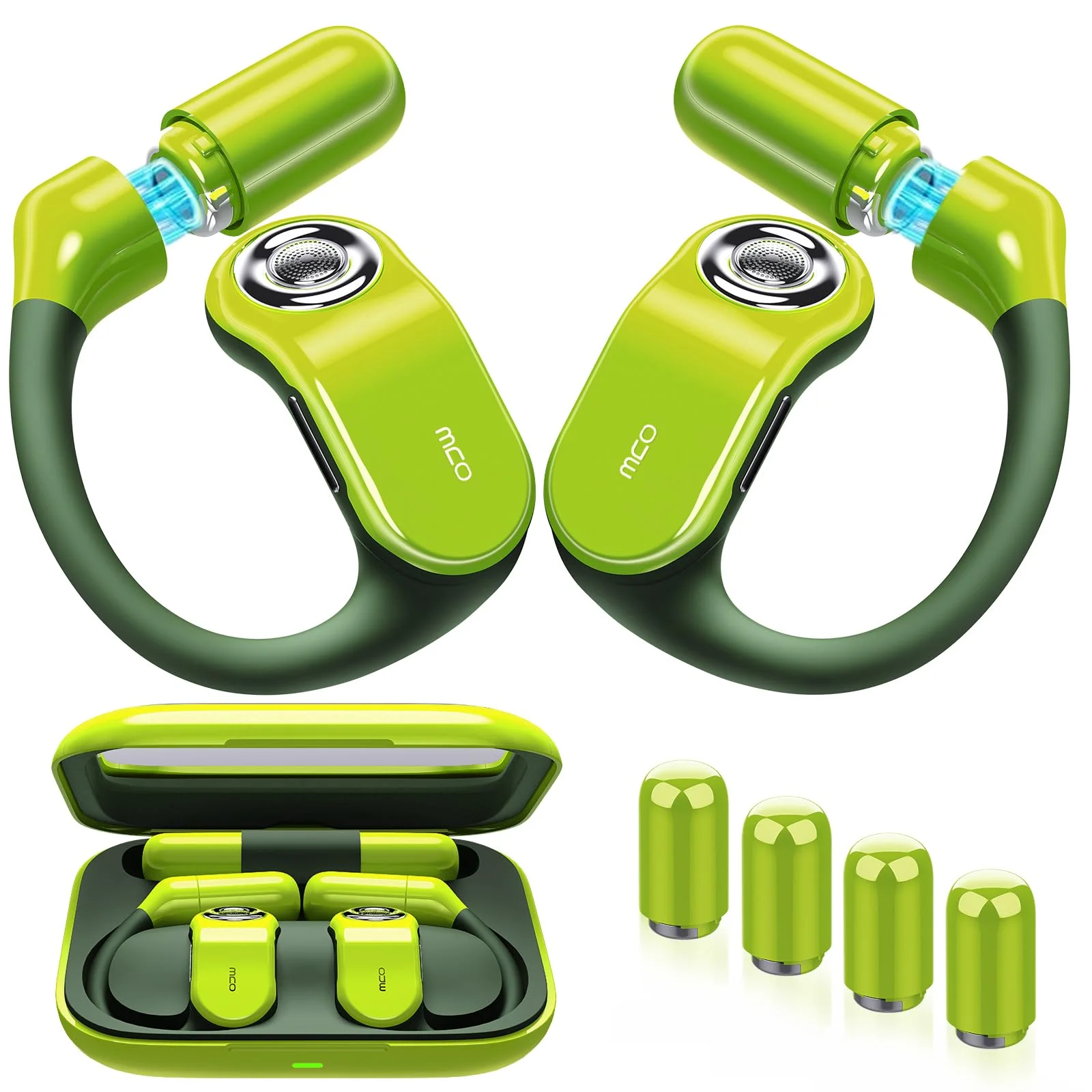 OJW Open Ear Kopfhörer, Unendliche Power Ohrhörer mit Ladecase & austauschbarer Batterie, OWS Bluetooth 5.4 Wireless Headset mit Mikrofon, IPX7 Wasserdicht für Sport, kompatibel mit iPhone & Android