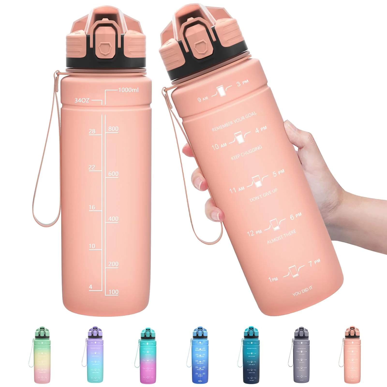 Zounich Trinkflasche Kinder Auslaufsichere 1L/700ml/500ml-BPA frei trinkflaschen Sport tritan Kunststoff Wasserflasche für Fahrrad, Schule, kohlensäure geeignet, spülmaschinenfest Sportflasche