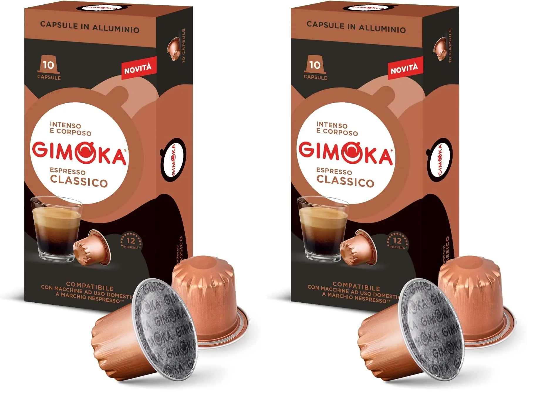 Gimoka - Kompatibel Für Nespresso - Aluminiumkapseln - 100 Kapsel - Geschmack CLASSICO - Intensität 12 - Made In Italy (Packung mit 2)