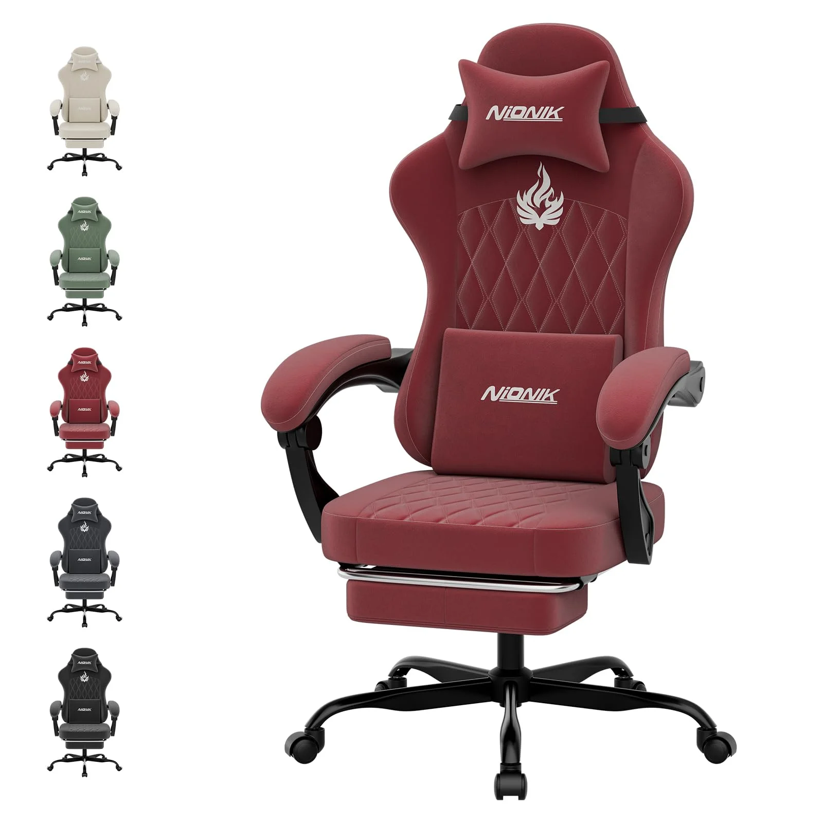 NIONIK Gaming Stuhl Einsteigermodell, Ergonomischer Computerstuhl mit Verstellbarer Höhe und Rückenlehne, Einfacher Gaming Stuhl für Kinder, Teenager, Erwachsene für Zimmer, Büro,Red