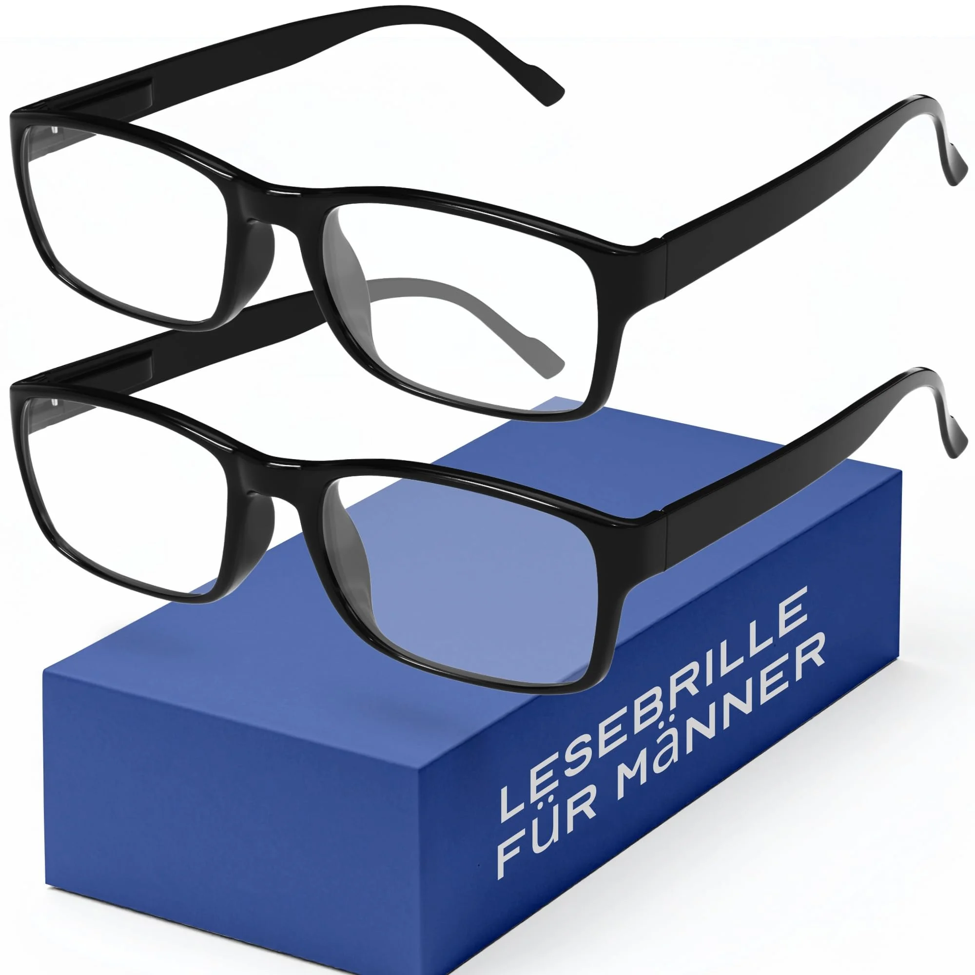 Gaoye 2er-Pack Lesebrillen +1 – Blaulichtfilter, UV-Schutz – Lesebrillen mit rechteckigen Fassungen