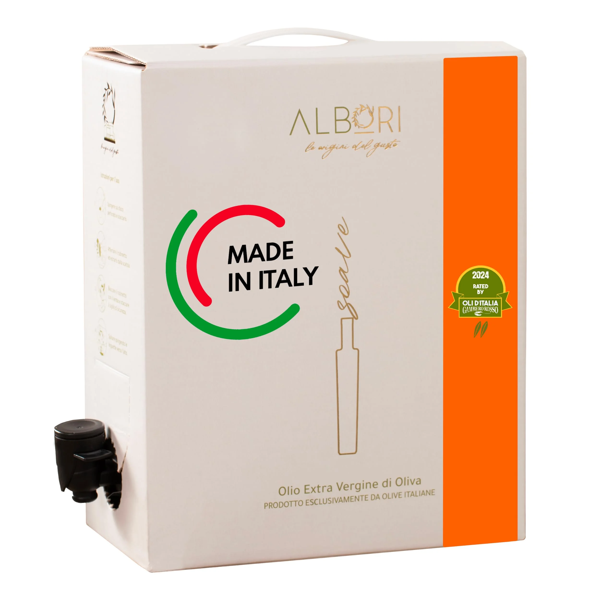 ALBORI Soave - Olivenöl 3 Liter NEU 2025/2026 Italienisch Extra Nativ Apulisches Kaltgepresst - Mischung Zarter Geschmack für Fisch Fleisch Gemüse, Verschwendungsfreier, Ausgießer Kein Umfüllen Nötig