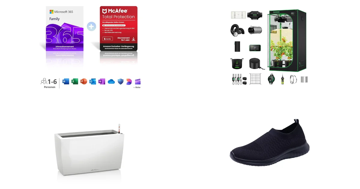 Amazon-Deals am 15.05.2026: Microsoft 365 Family 1 Jahr & VIVOSUN Growzelt 90x90x180cm
