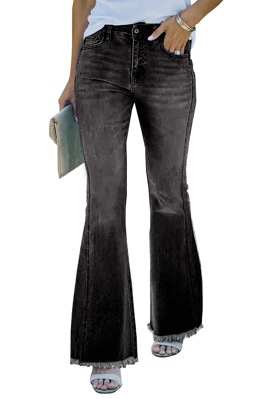 Necooer Distressed Jeans Für Damen Bell Bottom Jeans Für Damen Stretch Skinny Denim Jeans Mit Hoher Taille