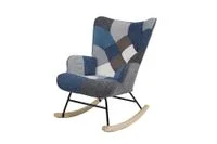 Skandinavischer Schaukelstuhl IVAR, Stoffbezug Patchwork - ca. 69 x 81 x 92,5 cm - Mehrfarbig