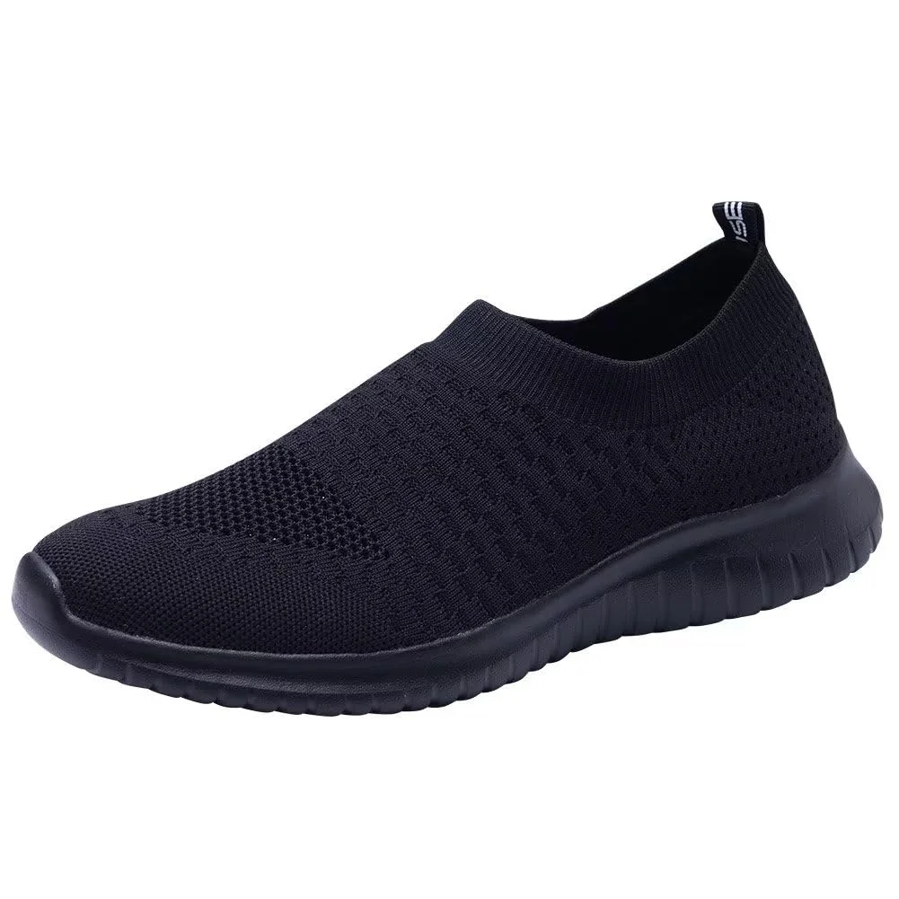 TIOSEBON Herren Leichte rutschfeste Straßenschuhe Leichte Atmungsaktive Laufschuhe Slip On Trainingsschuhe Freizeit Sportschuhe Gestrickte Mesh Tennisschuhe