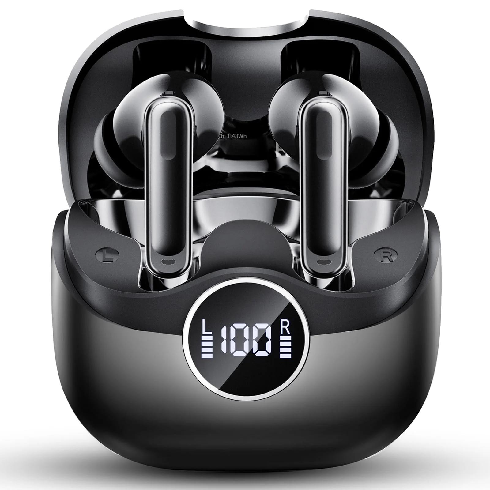 Adaptive Hybride Aktive Geräuschunterdrückung Kopfhörer Kabellos Bluetooth, Bluetooth 5.4 Kopfhörer mit 8 EQ-Modu, -45 dB ANC In Ear Kopfhörer mit 6-Mic, Kabelloses Laden, Multipoint, APP-Steuerung