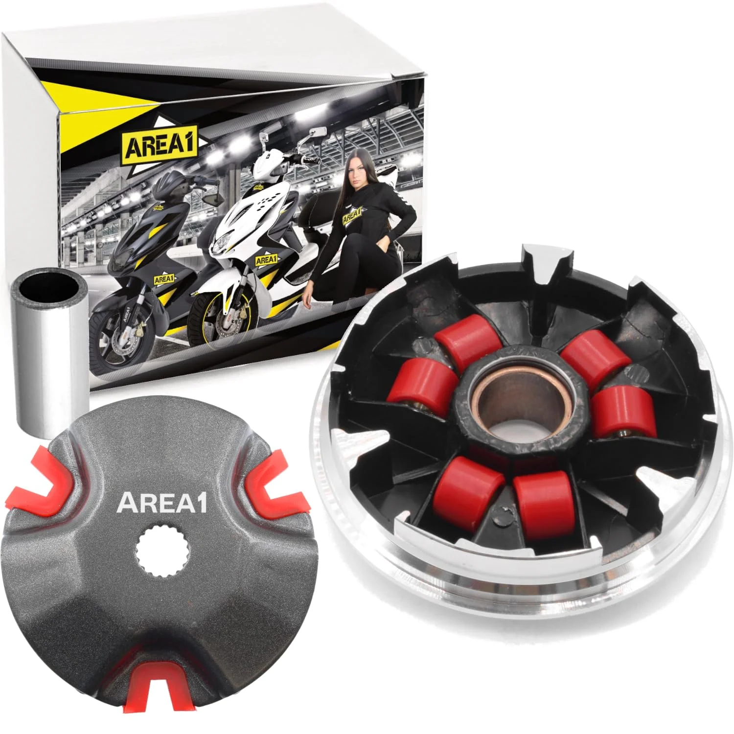 Area1 Tuning Variomatik für 50ccm 2Takt Motorroller von ATU Explorer AGM Nova Motors GT Union Longija Mawi RS Ultima Ride Sprint Tauris Benero TNG MuZ Forstinger Motorro Jack-Fox JM Motor (1E40QMB)