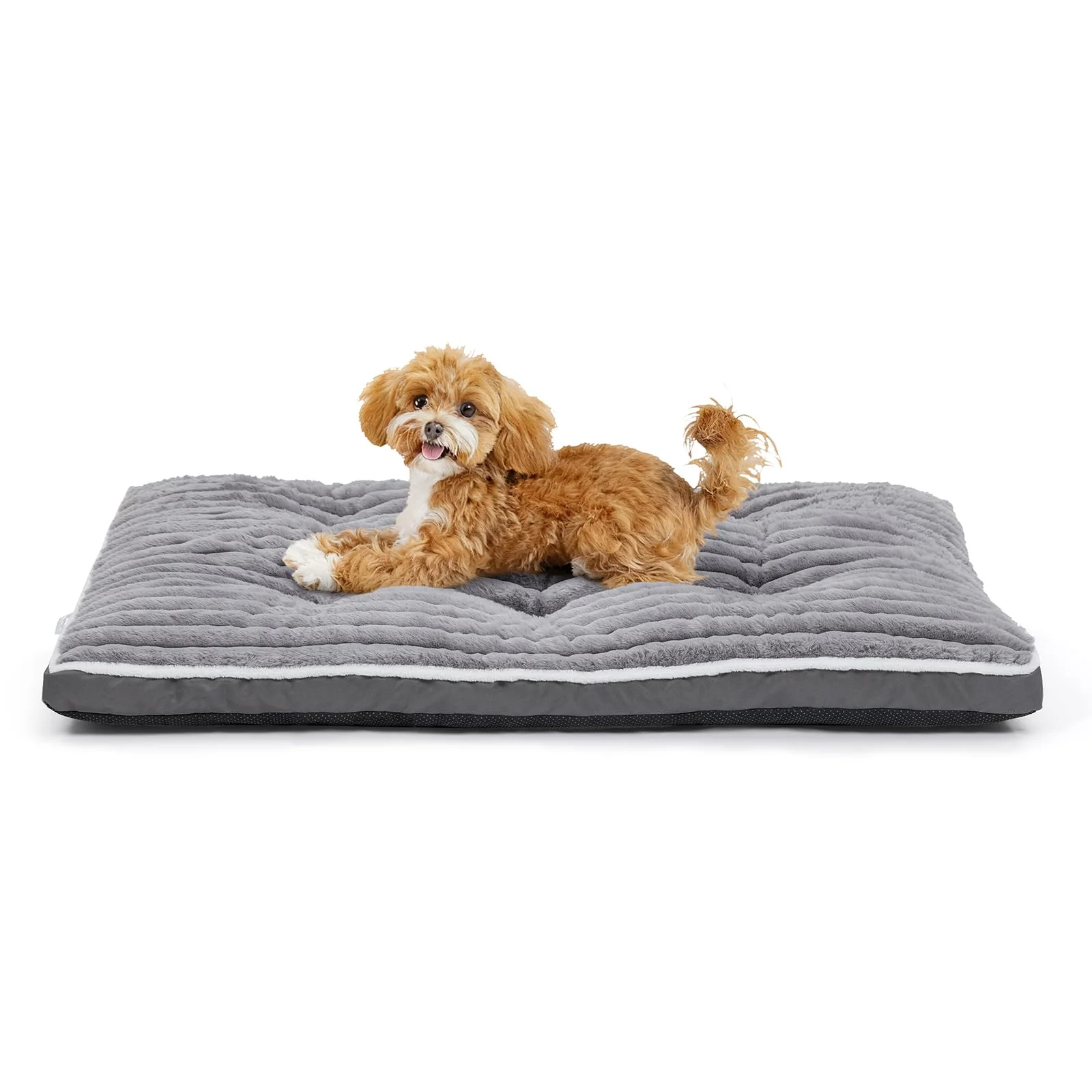 VoltaEcho Hundebett Kleine Hunde: 75x50 cm Waschbare Hundematte – Weicher Plüschstoff – rutschfeste Unterseite – Geeignet für Wohnzimmer Hundebox KofferraumGrau (75 x 50 x 7 cm)