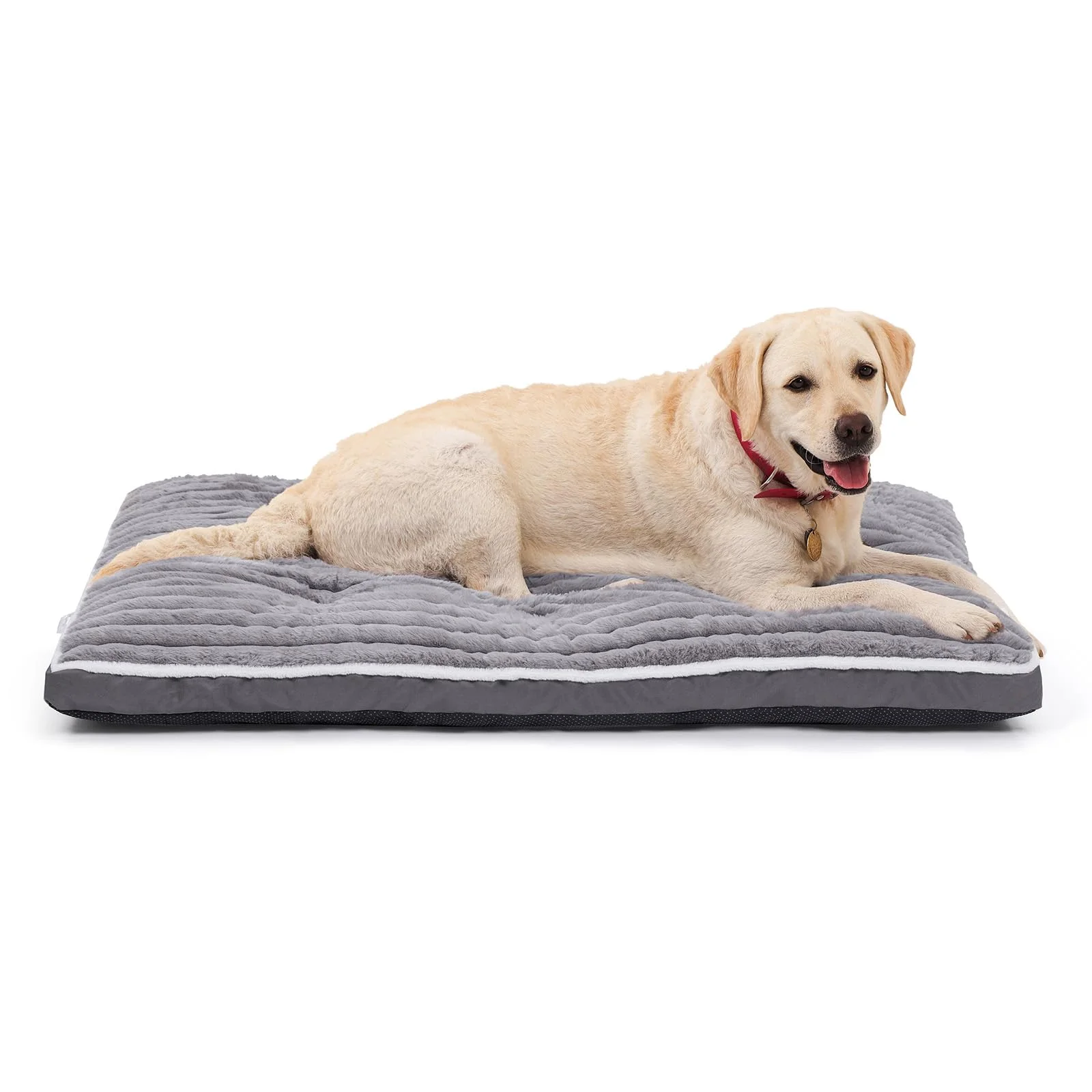 VoltaEcho Hundebett Grosse Hunde: 106x70 cm Waschbare Hundematte – Weicher Plüschstoff – rutschfeste Unterseite – Geeignet für Wohnzimmer Hundebox KofferraumGrau (106 x 70 x 7 cm)