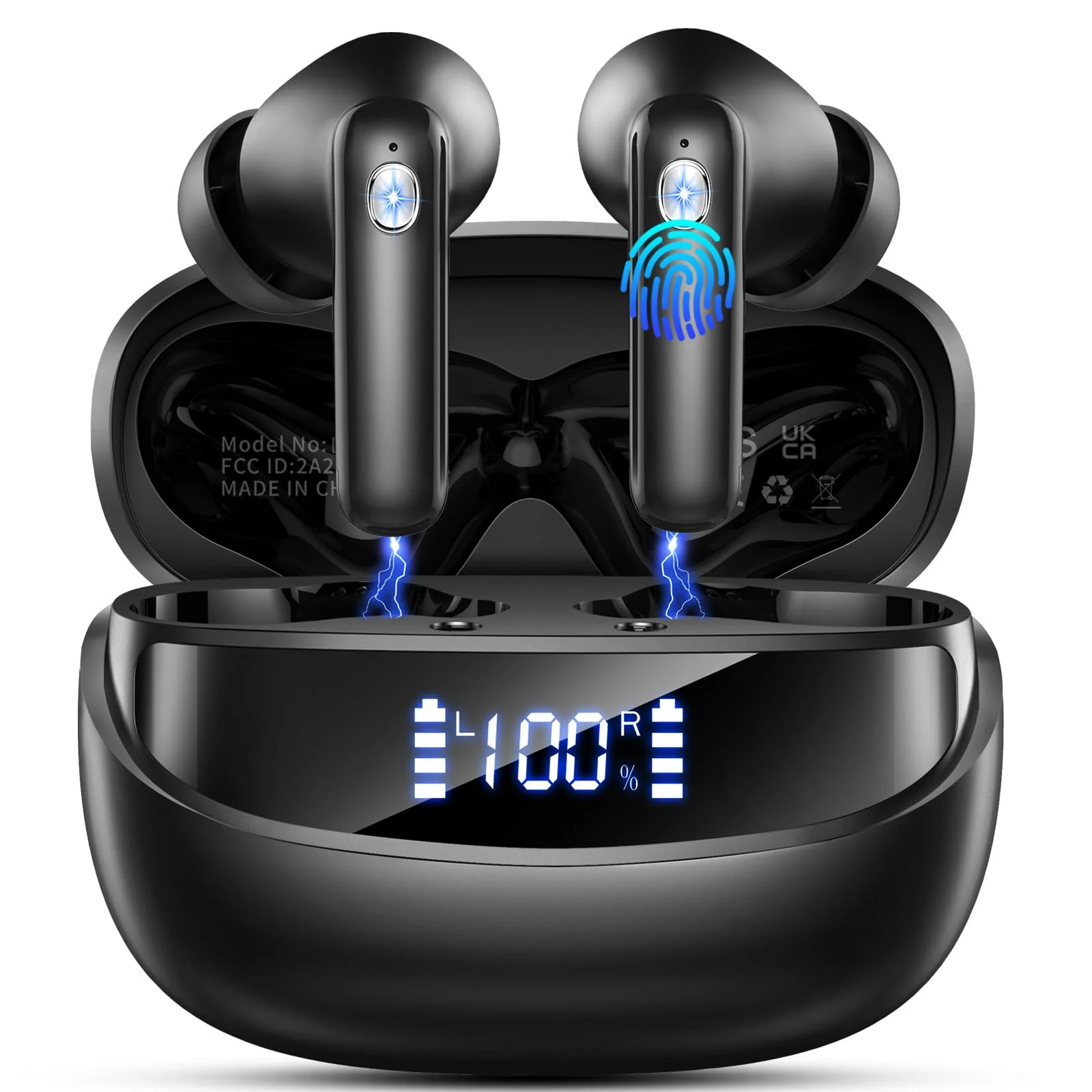 Bluetooth Kopfhörer, 2026 Kopfhörer Kabellos Bluetooth 5.4, 50 Std Spielzeit In Ear Kopfhörer mit 4 ENC Noise Cancelling Mics, IP7 Wasserdicht Kabellose Kopfhörer HiFi Stereo, Ohrhörer mit LED-Anzeige