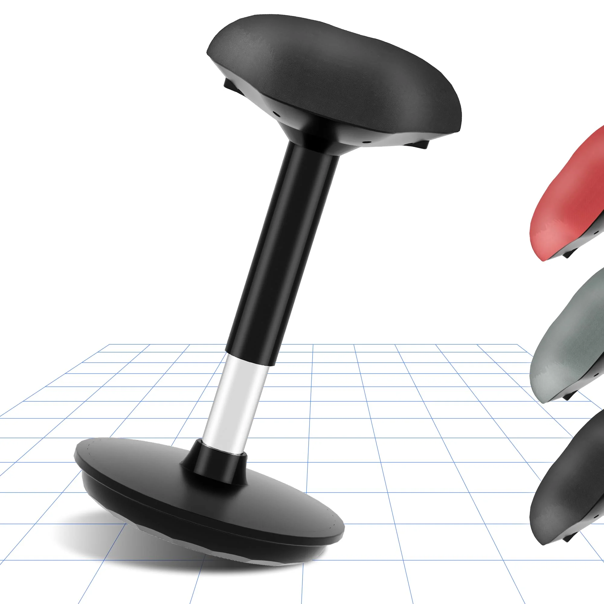 FLEXISPOT Ergonomie Wobble Hocker Arbeitshocker Bürohocker Ergonomische Stehhilfe Hoch verstellbar Sitzhocker Drehhocker Perfekt für Stehpult (schwarz)