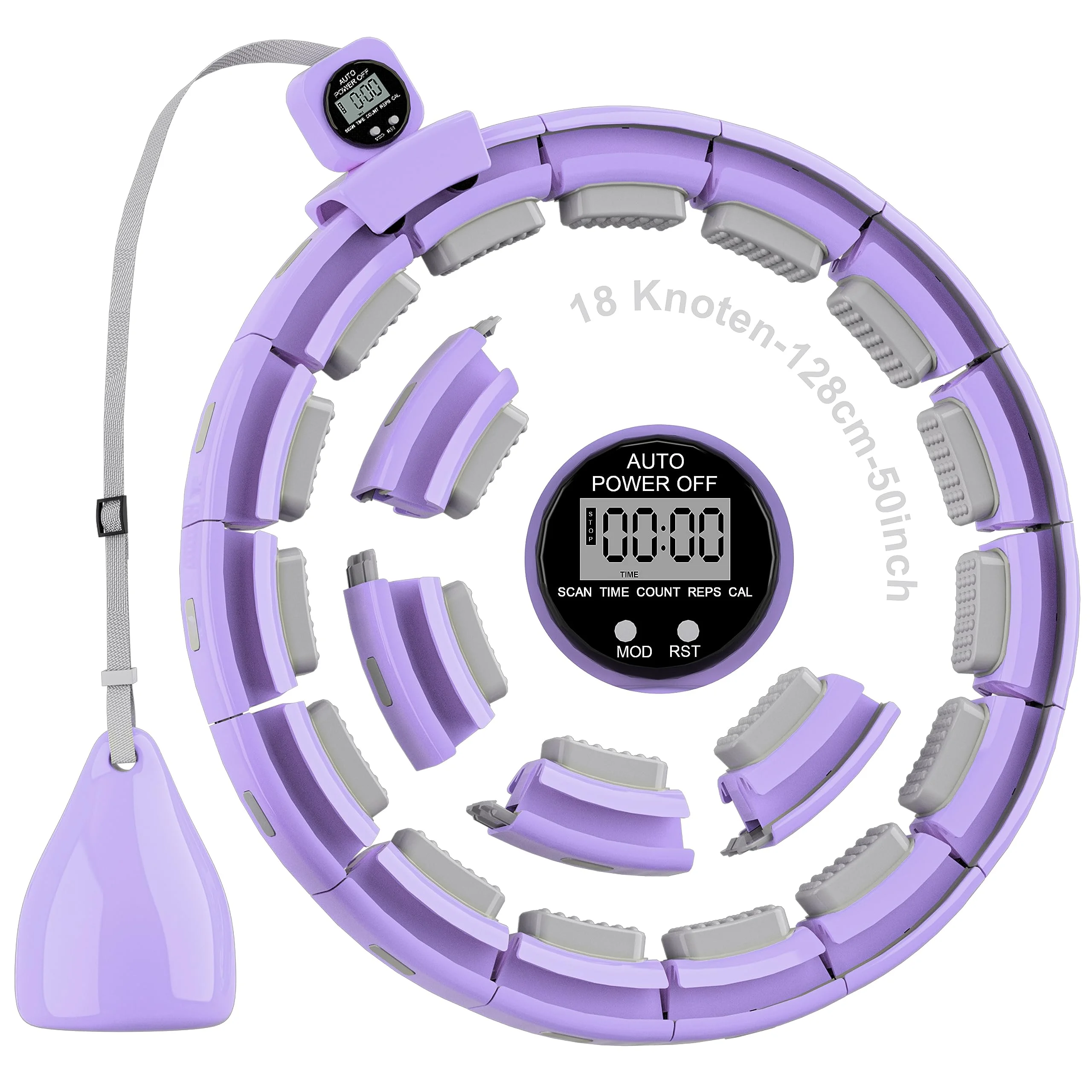 Sonkoloro Smart Hoop Reifen Erwachsene und Anfänger, Hullahub Reifen zum Abnehmen，Smart Hoop Leise Fitness Hoop mit Gewicht, Zähler und Noppen