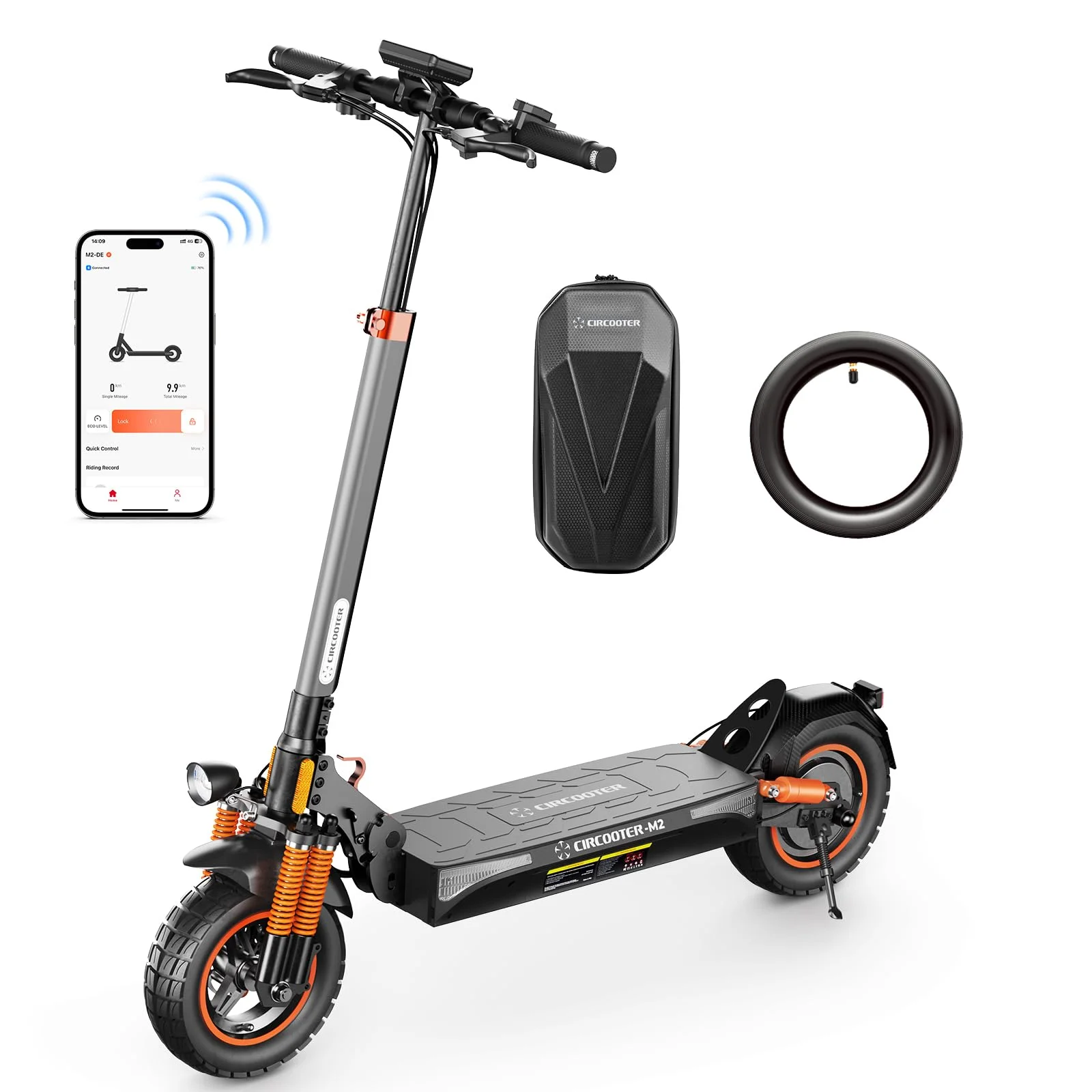 E Scooter mit Straßenzulassung und Blinker, 10 Zoll Offroad E Roller 60-70KM Reichweite, 4-Gang-Drehzahlregelung, 48V Faltbarer Elektroscooter für Erwachsene 150kg tragkraft - mit Ersatz Schlauch